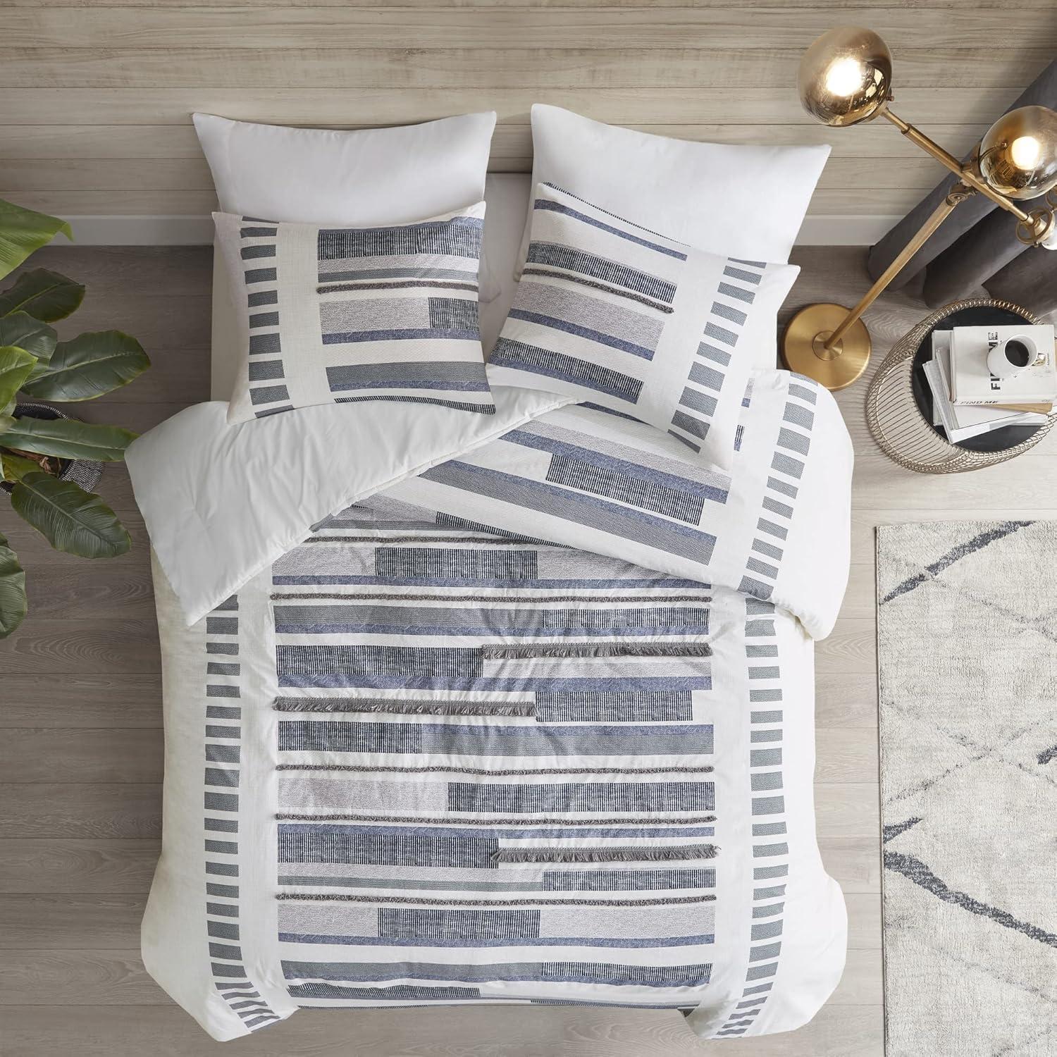 INK+IVY Serena Navy/Gray Standard Cotton 3 Piece Comforter Set
