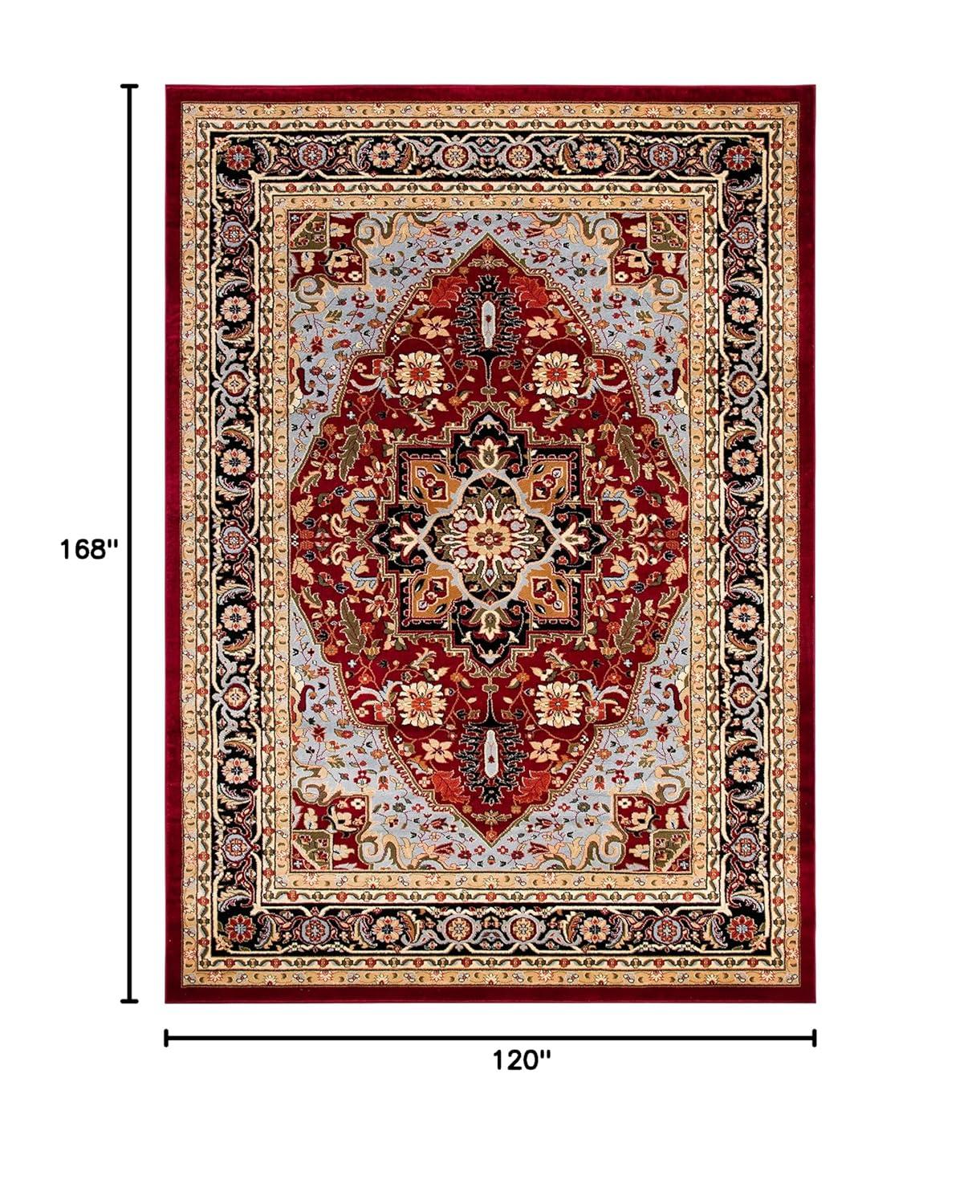 Red and Black Synthetic Tufted 10' x 14' Handmade Oriental Area Rug