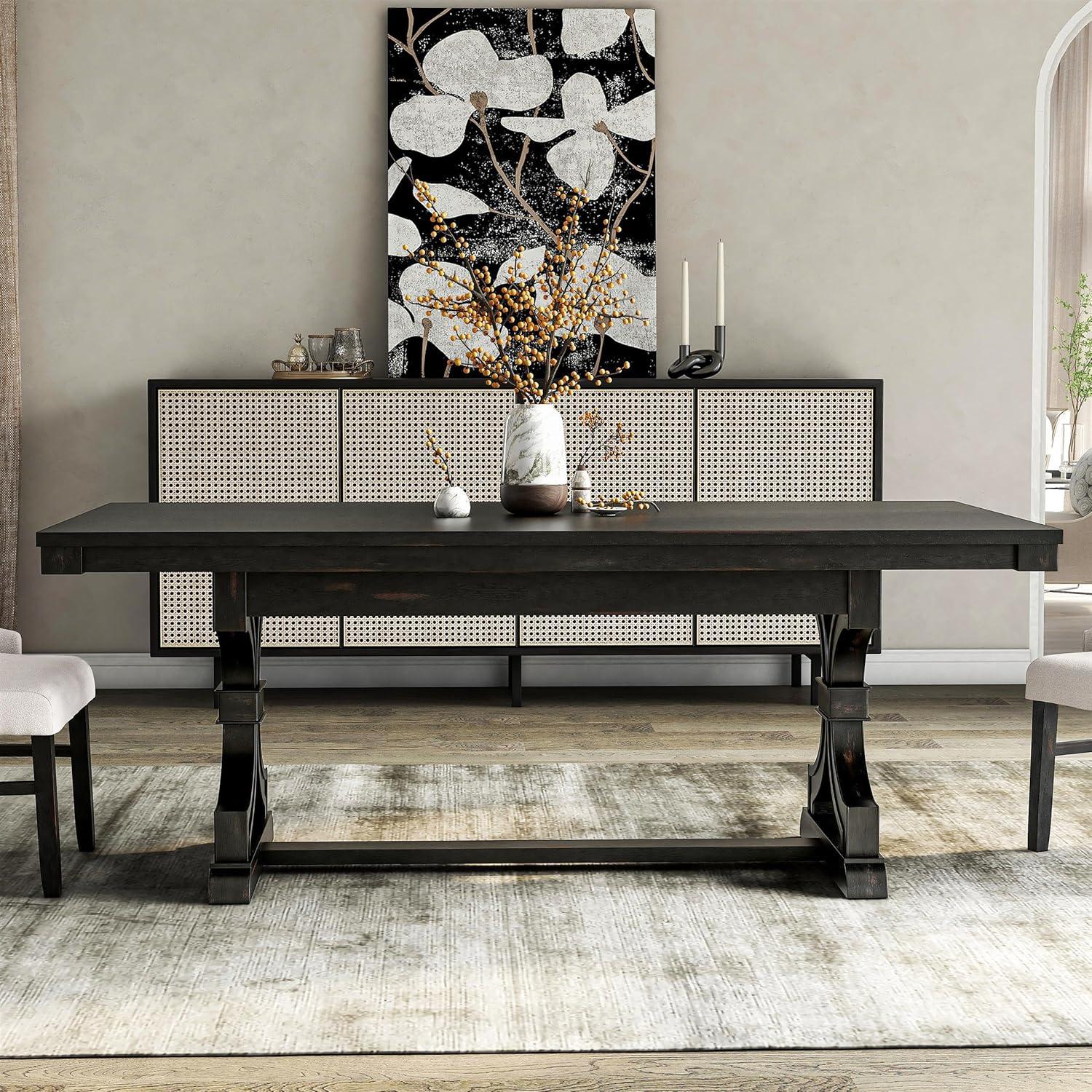 Furniture of America Kindrel Wood Rectangular Dining Table in Black