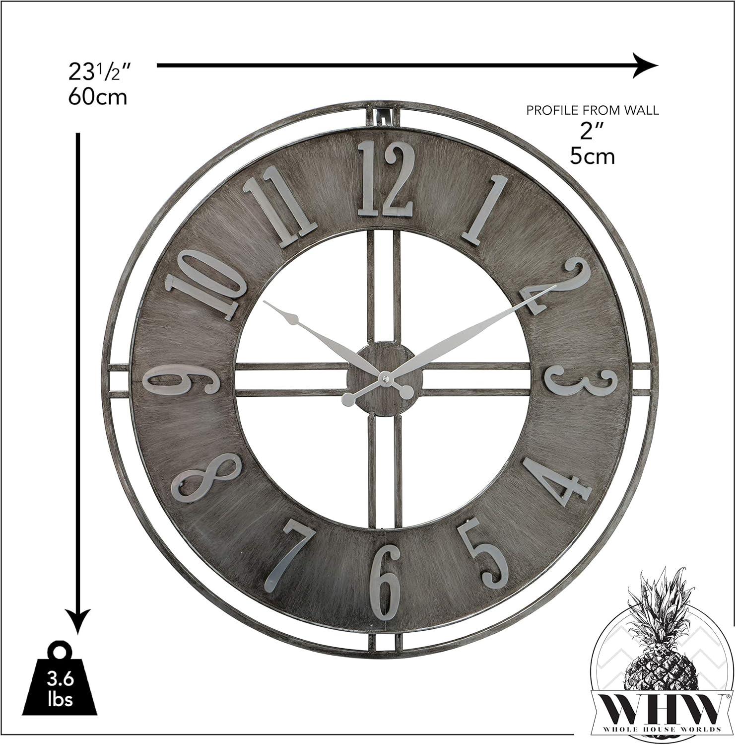 Industrial Chic Round Metal Wall Clock with Quartz Movement