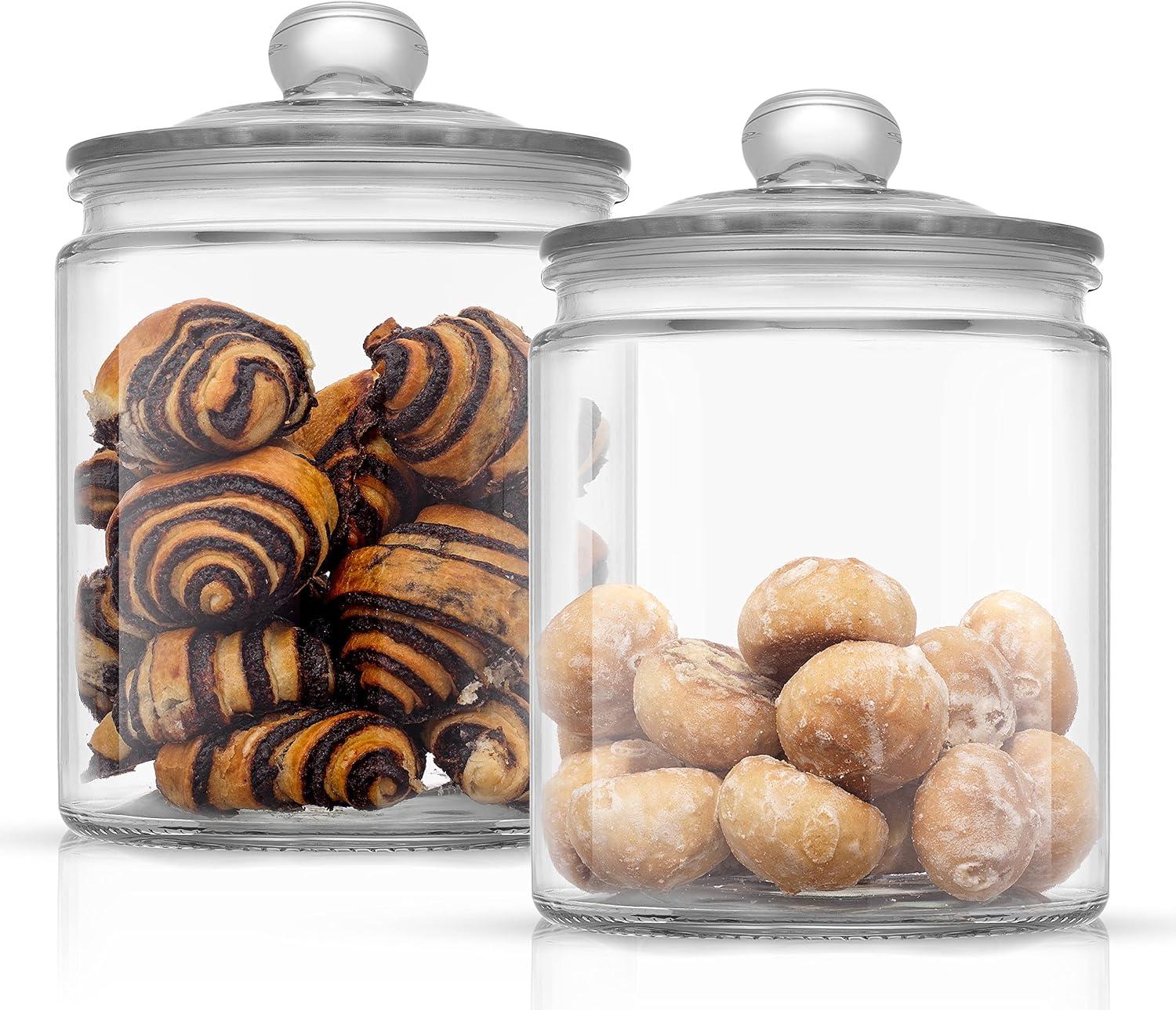 JoyJolt Glass Cookie Jar with Airtight Lid, 67oz.