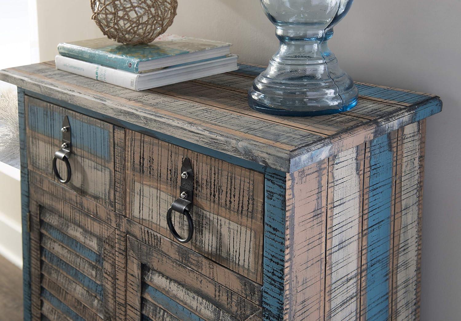 Powell Calypso Rustic 2-Door Wood Indoor Console Table with 2 Drawers, Multicolor