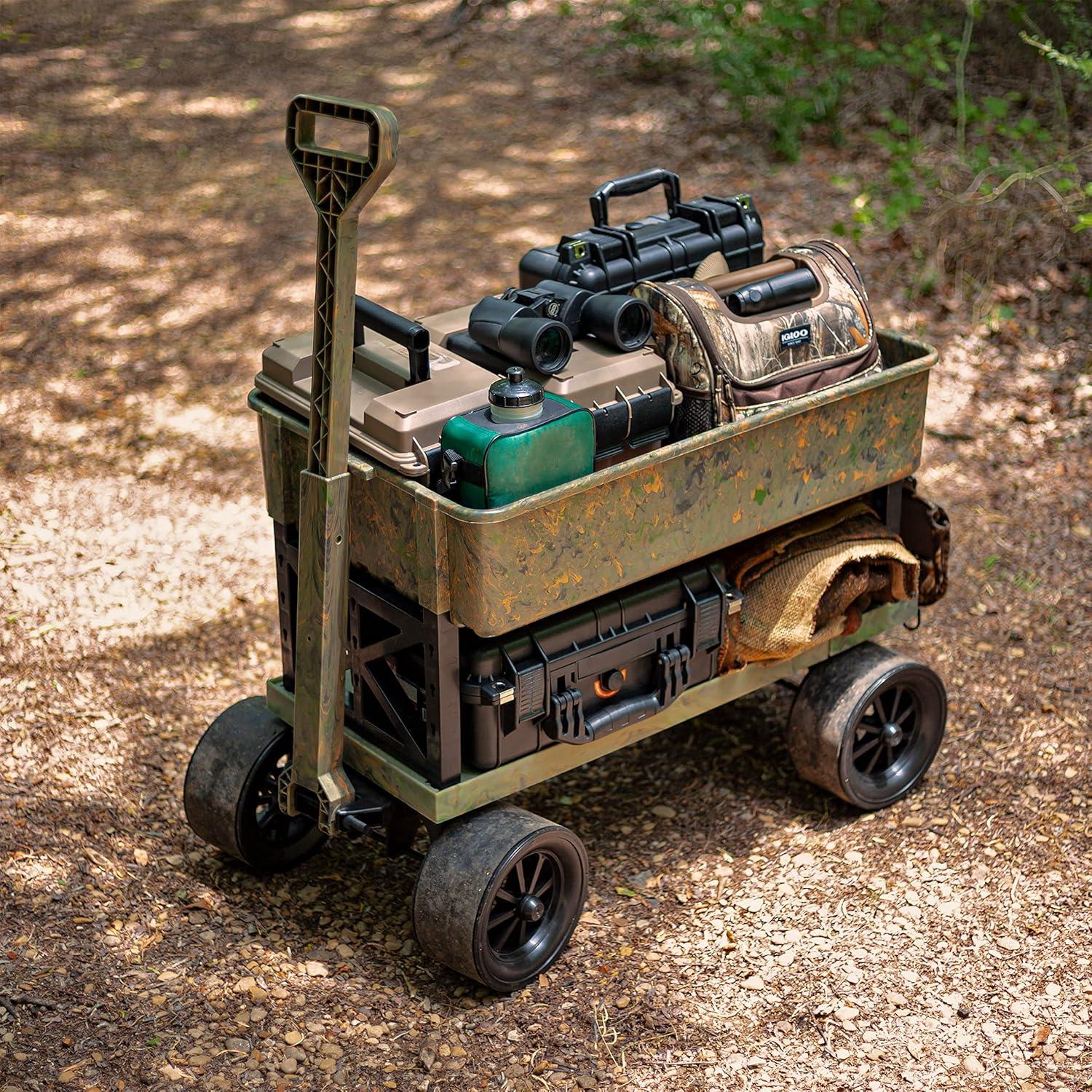 Mighty Max Cart® Camo Outdoor Fishing Cart, Cooler Wheel Kit, Never-Flat 8-Inch Wheels, with CamoTub