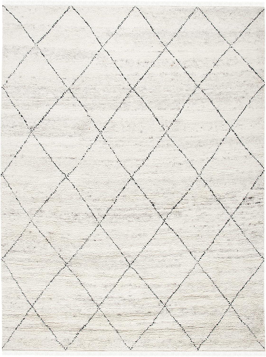 SAFAVIEH Casablanca Astrid Geometric Wool Area Rug, Ivory/Black, 8' x 10'