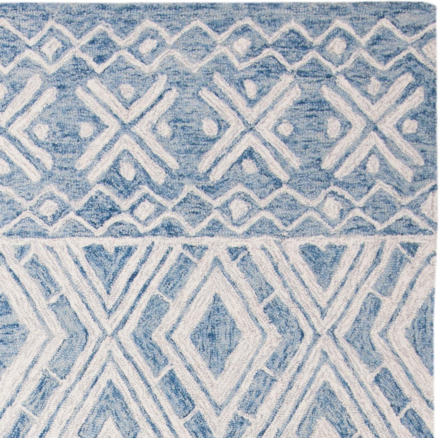 Micro-Loop MLP646 Hand Tufted Indoor Area Rug - Blue/Ivory - 5'x8' - Safavieh