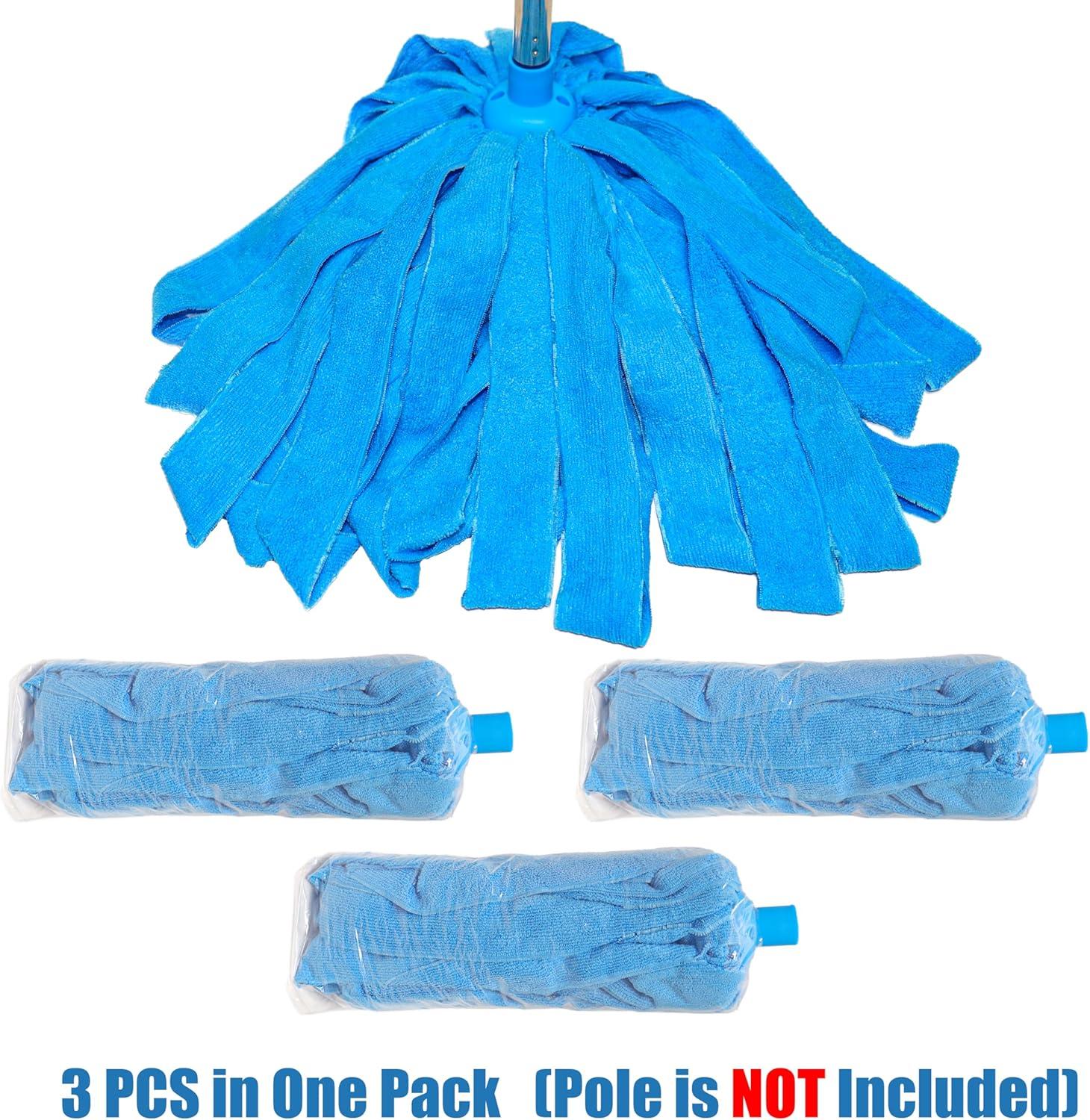 Blue Microfiber Wet/Dry Mop Head Replacements, 3-Pack