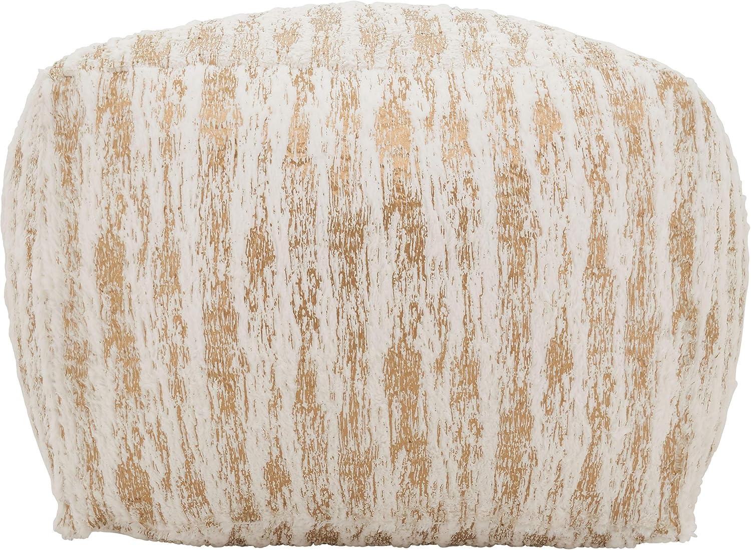 Saro Lifestyle Floor Pouf With Foil Print Faux Fur Design