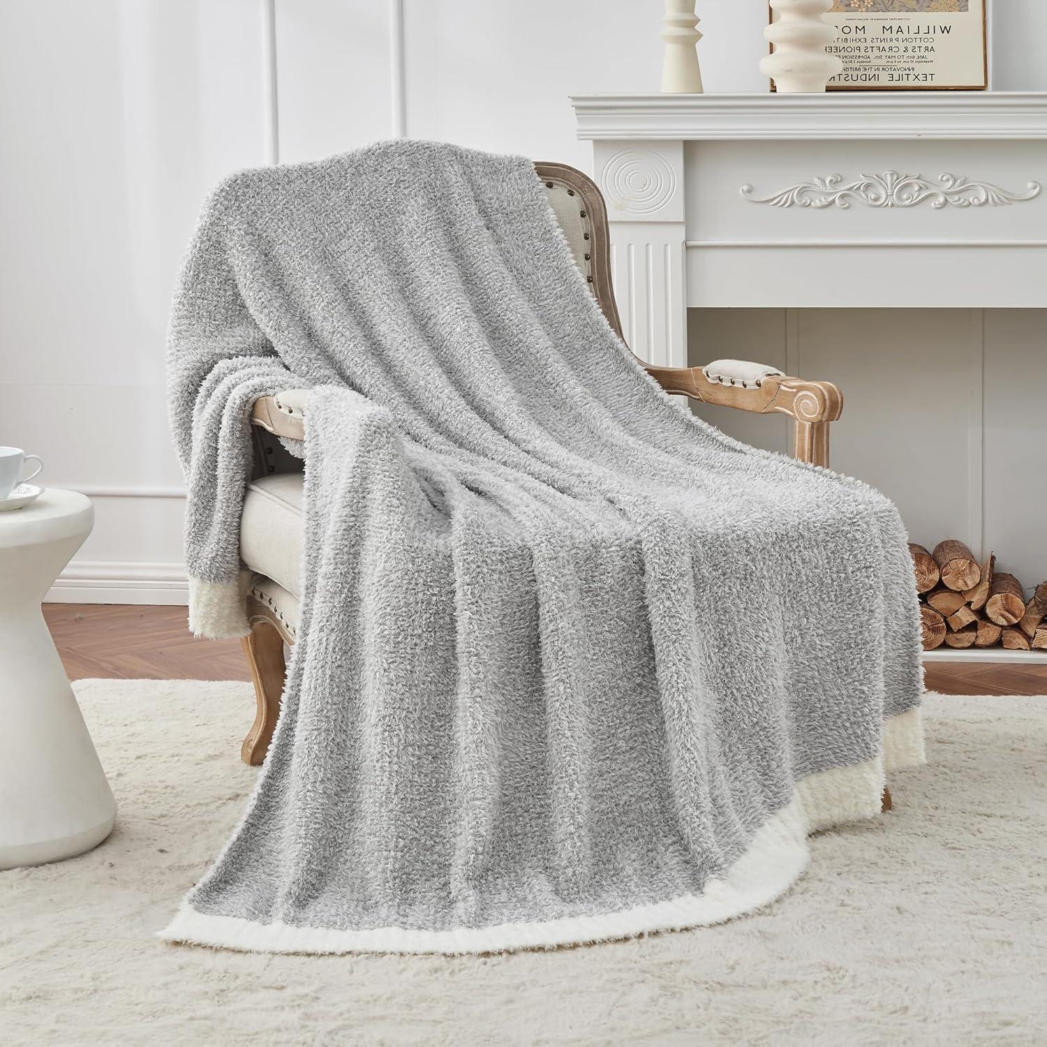 Soft Fluffy Sherpa Fleece Cozy Throw Blanket 50"x60" Heather Grey