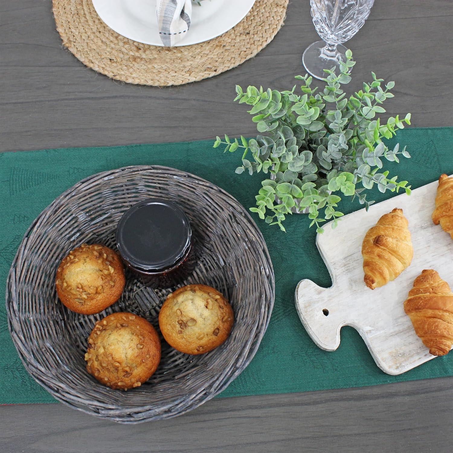 AuldHome Design Gray Farmhouse Bread Baskets, 2pk; Rustic Woven Wicker Round Basket for Kitchen, Home and Storage