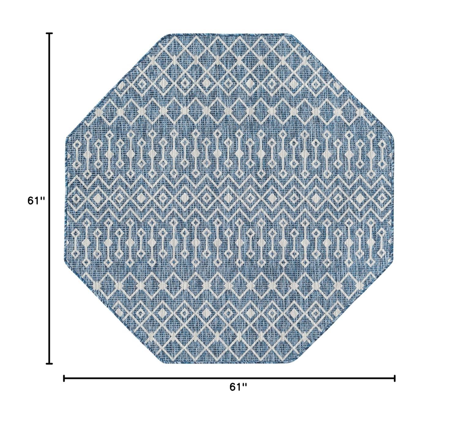 Unique Loom 5' 0 x 5' 0 Octagon Indoor/Outdoor Trellis Blue Area Rug