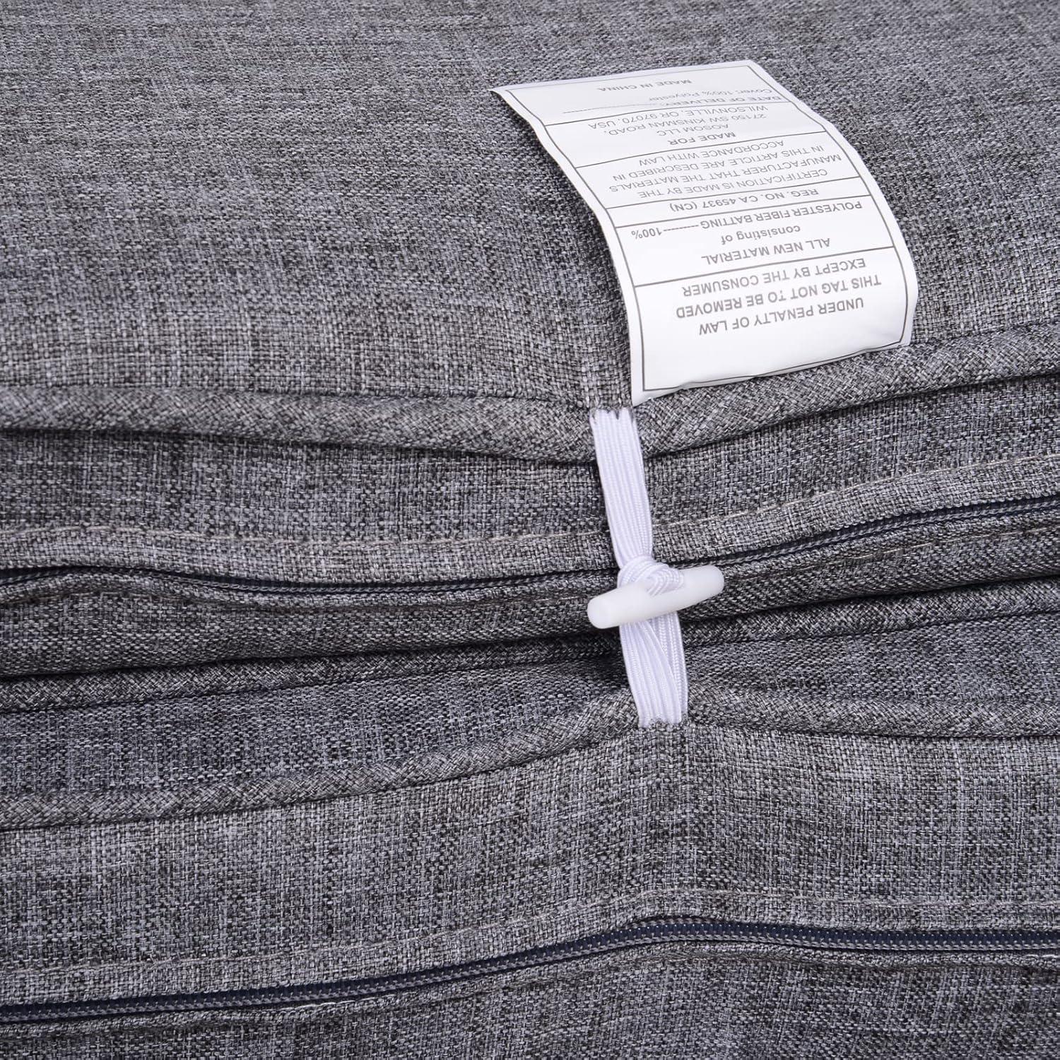 Outsunny 7-Piece Patio Furniture Set, Outdoor Wicker Conversation Set, All Weather PE Rattan Sectional Sofa w/ Faux Wood Table, Stripe Pillows, Gray