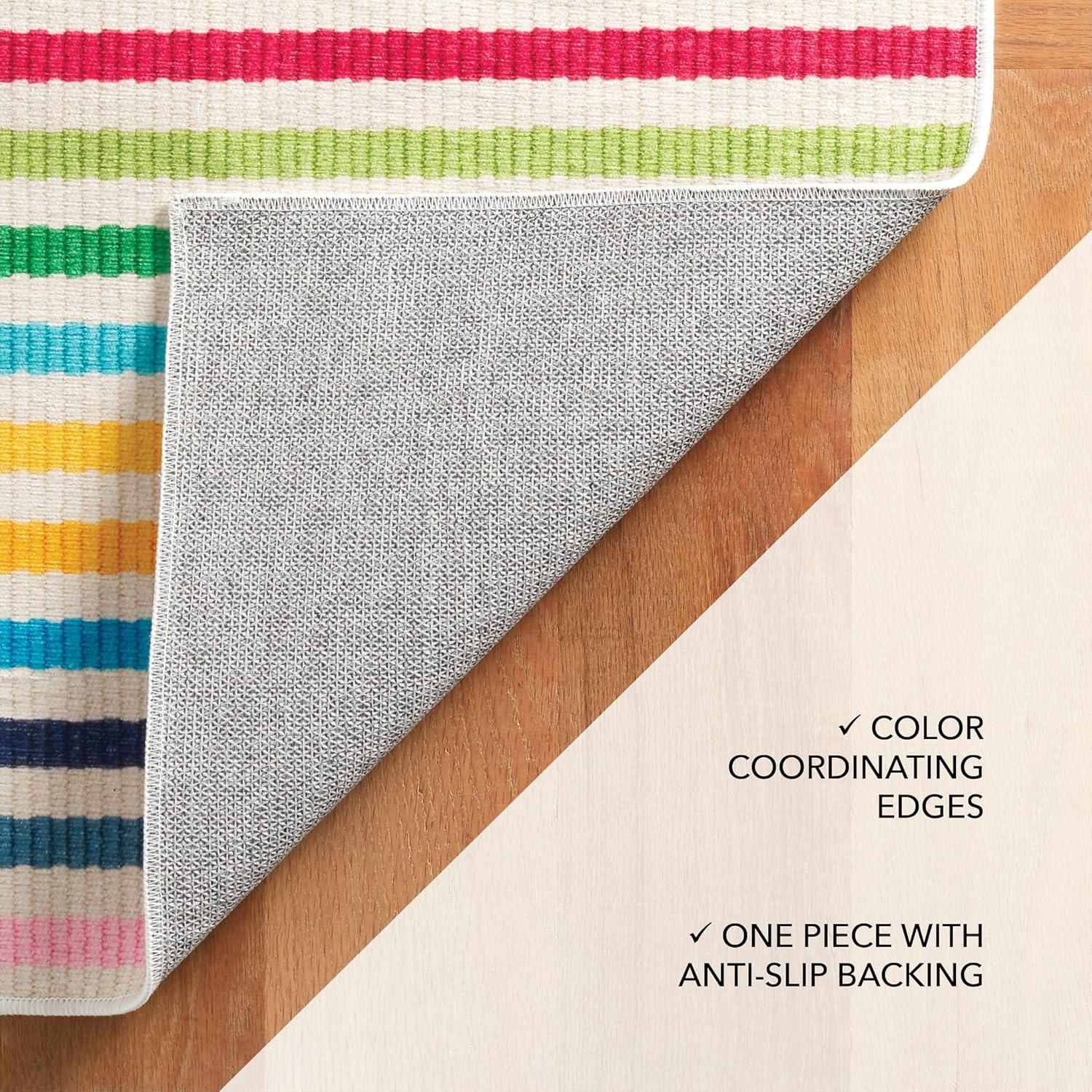 Rainbow Stripe Multi Machine Washable Rug