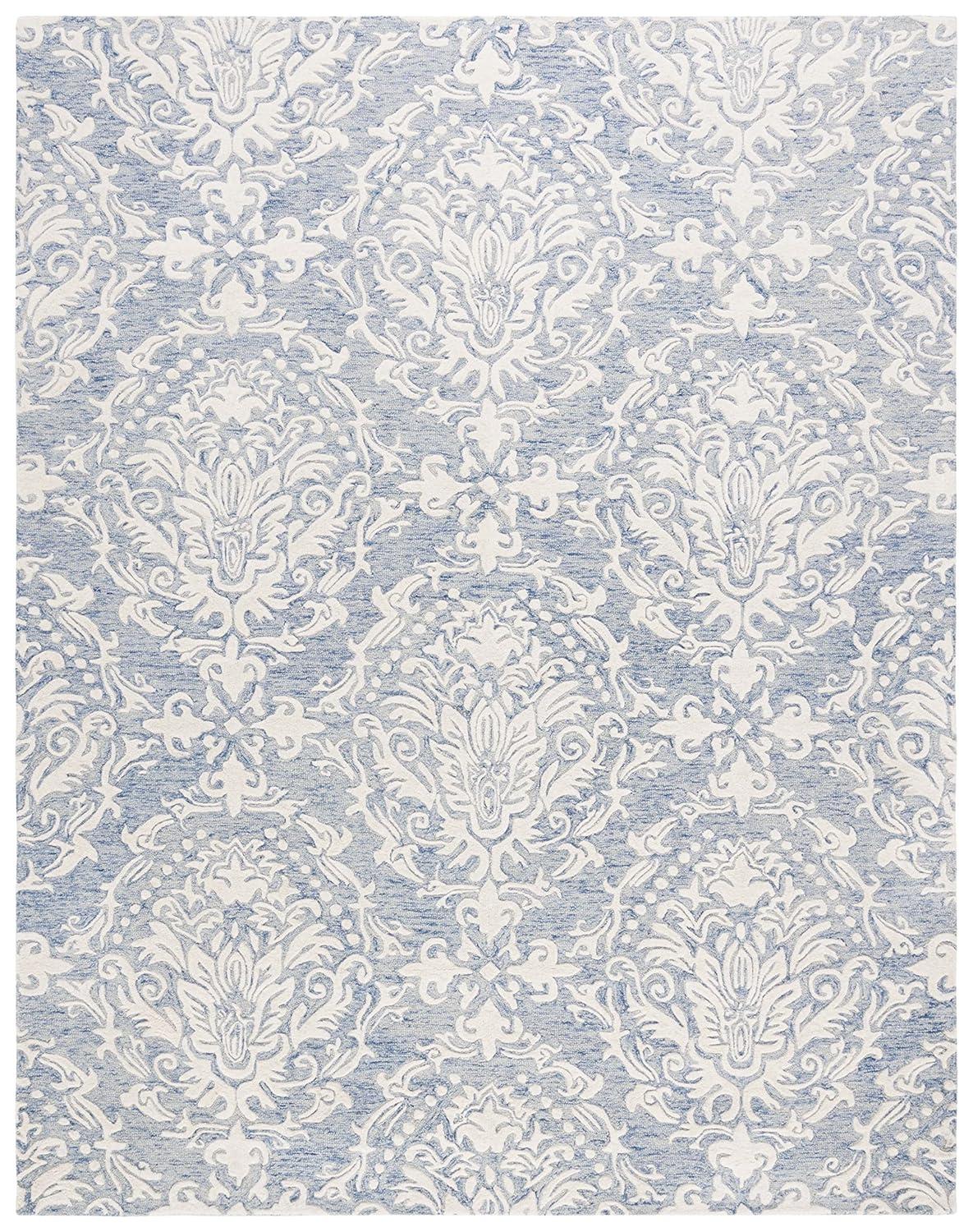SAFAVIEH Blossom Kestrel Damask Area Rug, Blue/Ivory, 9' x 12'