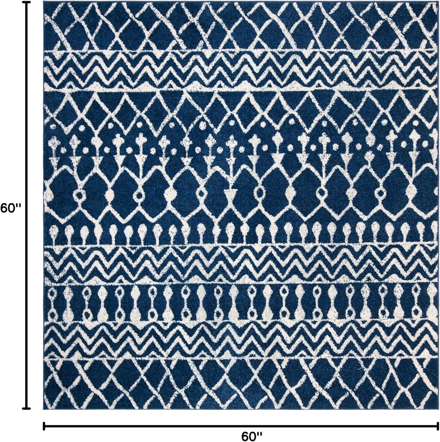 Tulum TUL270 Power Loomed Indoor Area Rug - Navy/Ivory - 5'x5' - Safavieh