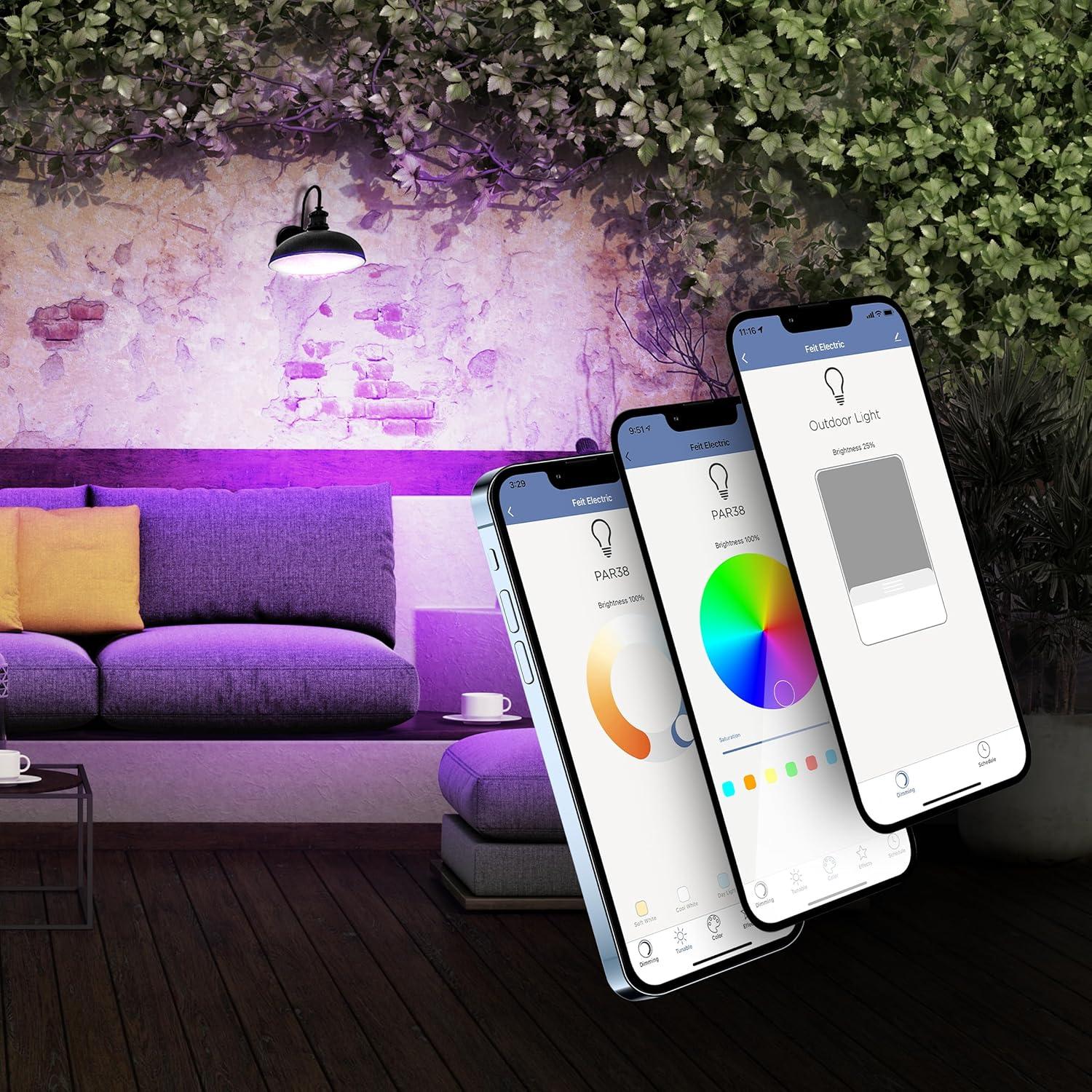 Feit Electric Smart LED Bulb 65W Equivalent Full Color/Tunable White, BR30, Med E26 Base, Dimmable