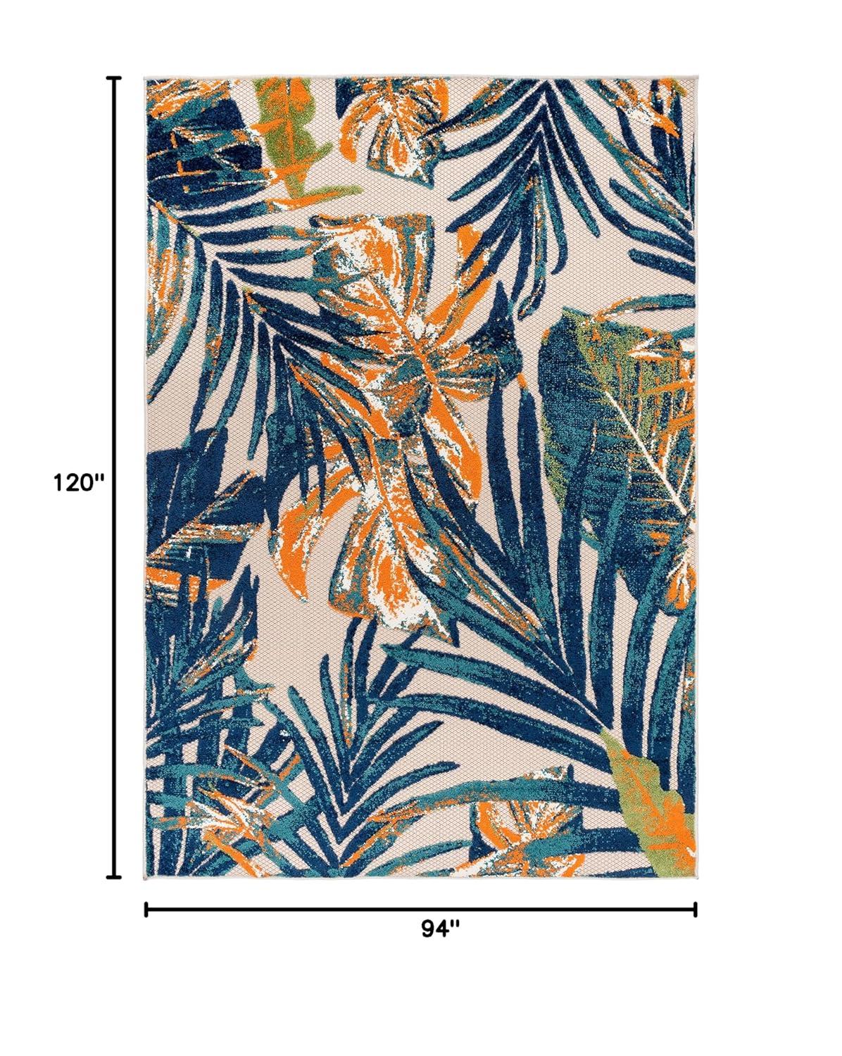 World Rug Gallery Floral Leaves Indoor/Outdoor Area Rug - Multi 7'10" x 10'