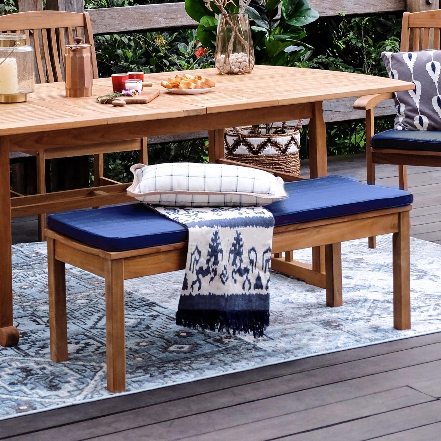 Cambridge Casual 6pc Caterina Teak Wood Outdoor Dining Set with Beige Cushion: Weather-Resistant, 2" Umbrella Hole, Galvanized Steel Hardware