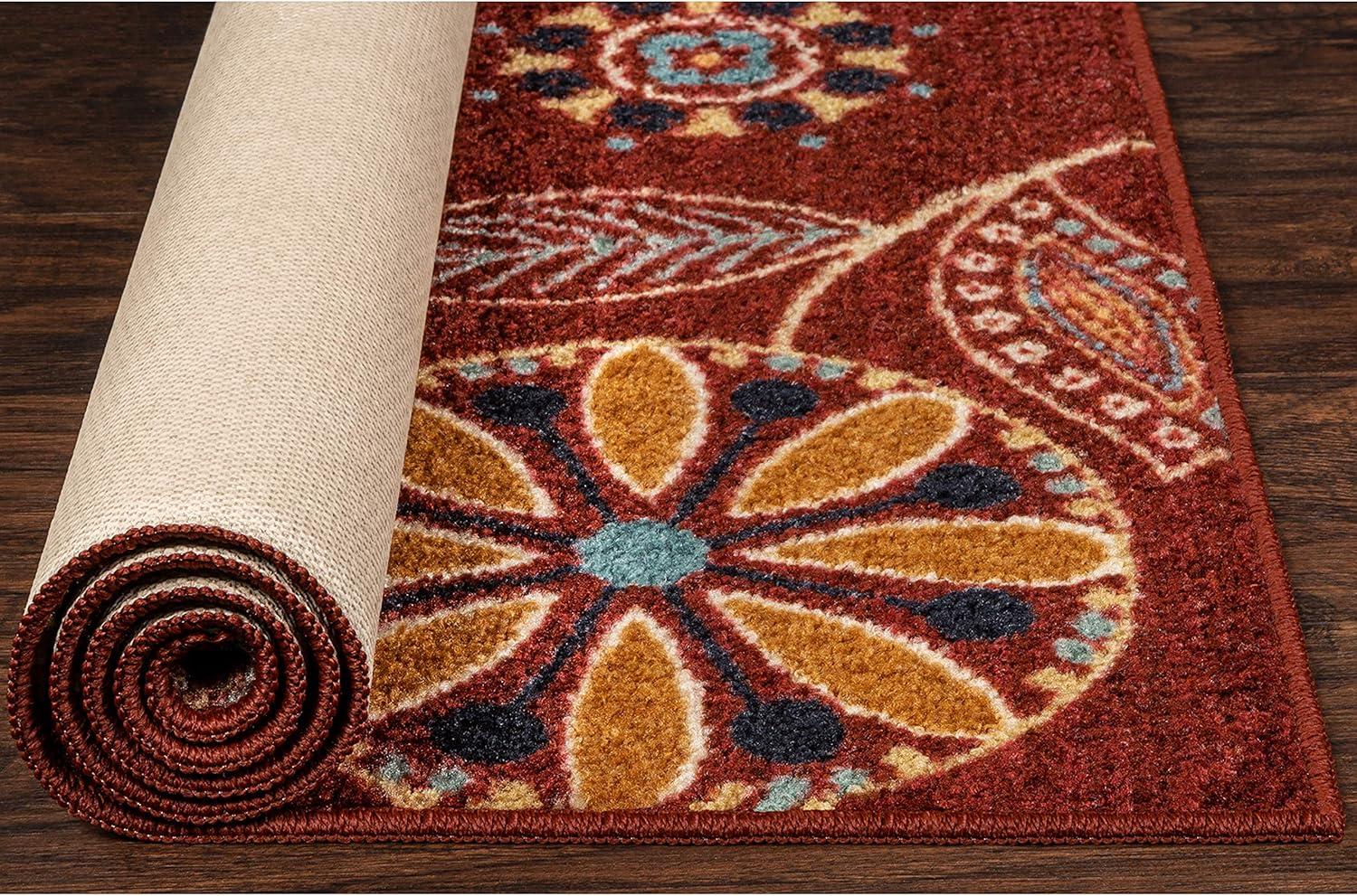 Maples Rugs Reggie Multi Floral Area Rug for Indoor, 1'8" x 2'10", Red