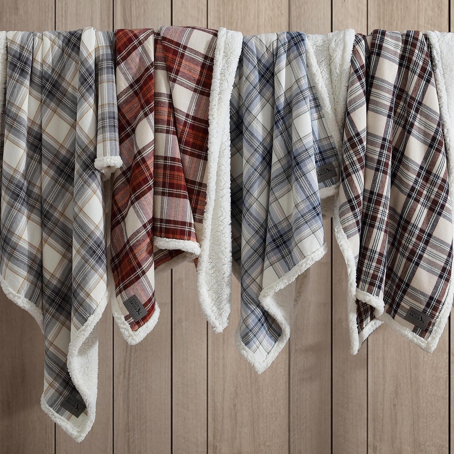 Eddie Bauer Eddie Bauer Printed Flannel/Sherpa Throw Blankets