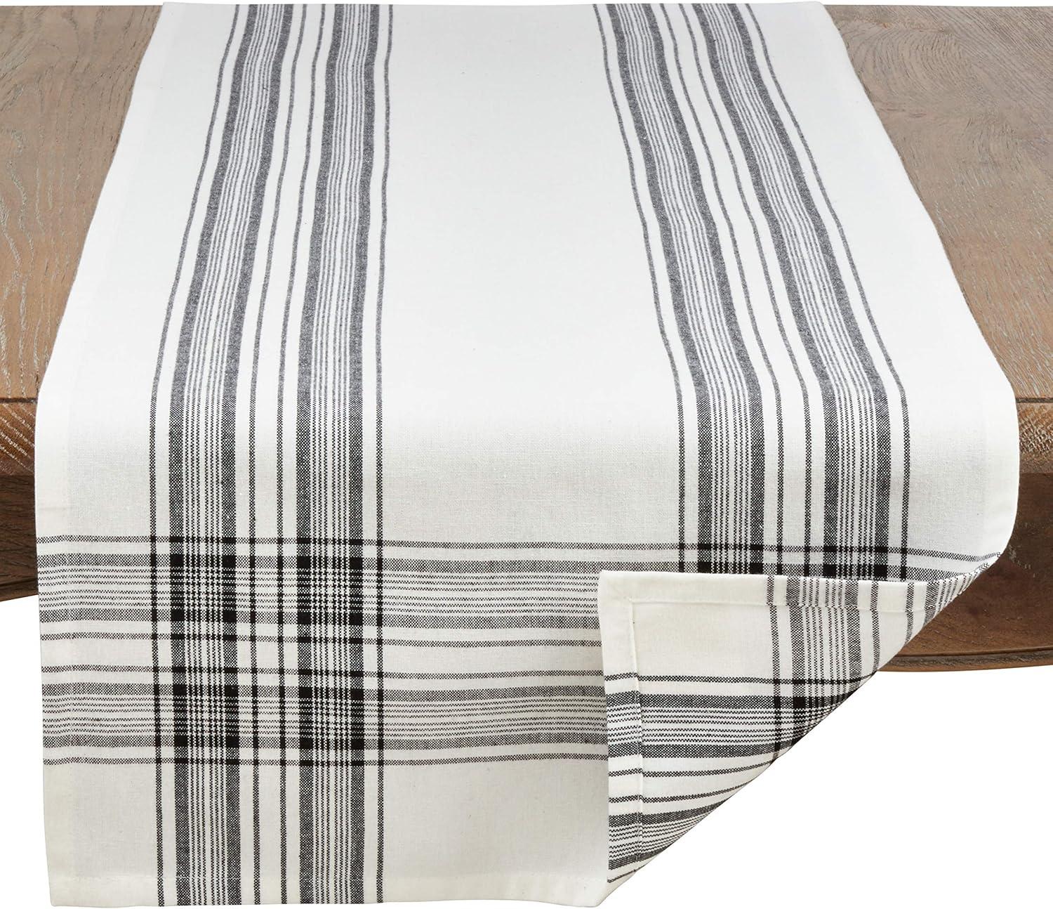 Saro Lifestyle Cotton Table Runner With Plaid Design