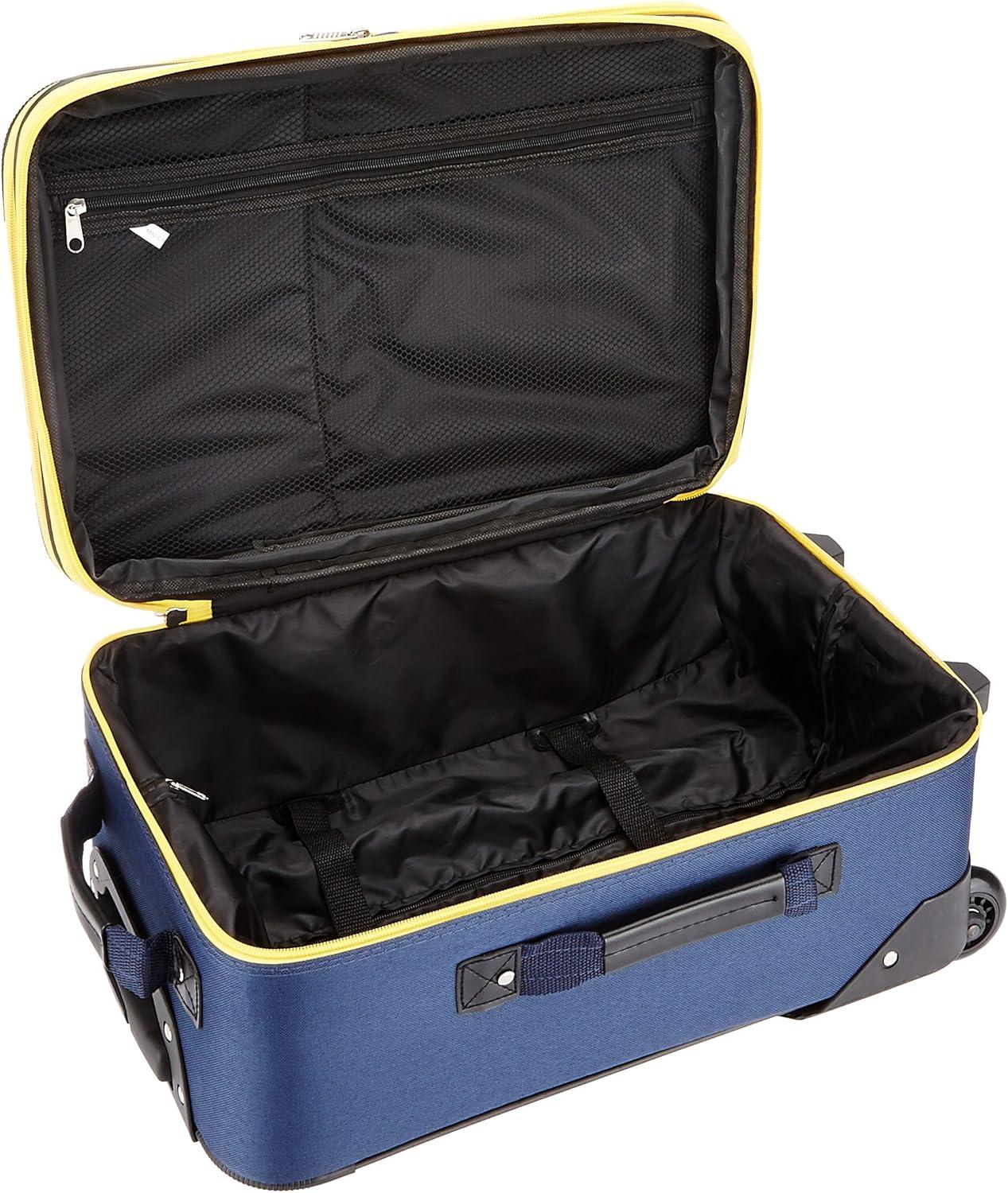 Navy and Yellow Softside 2-Piece Rolling Luggage Set