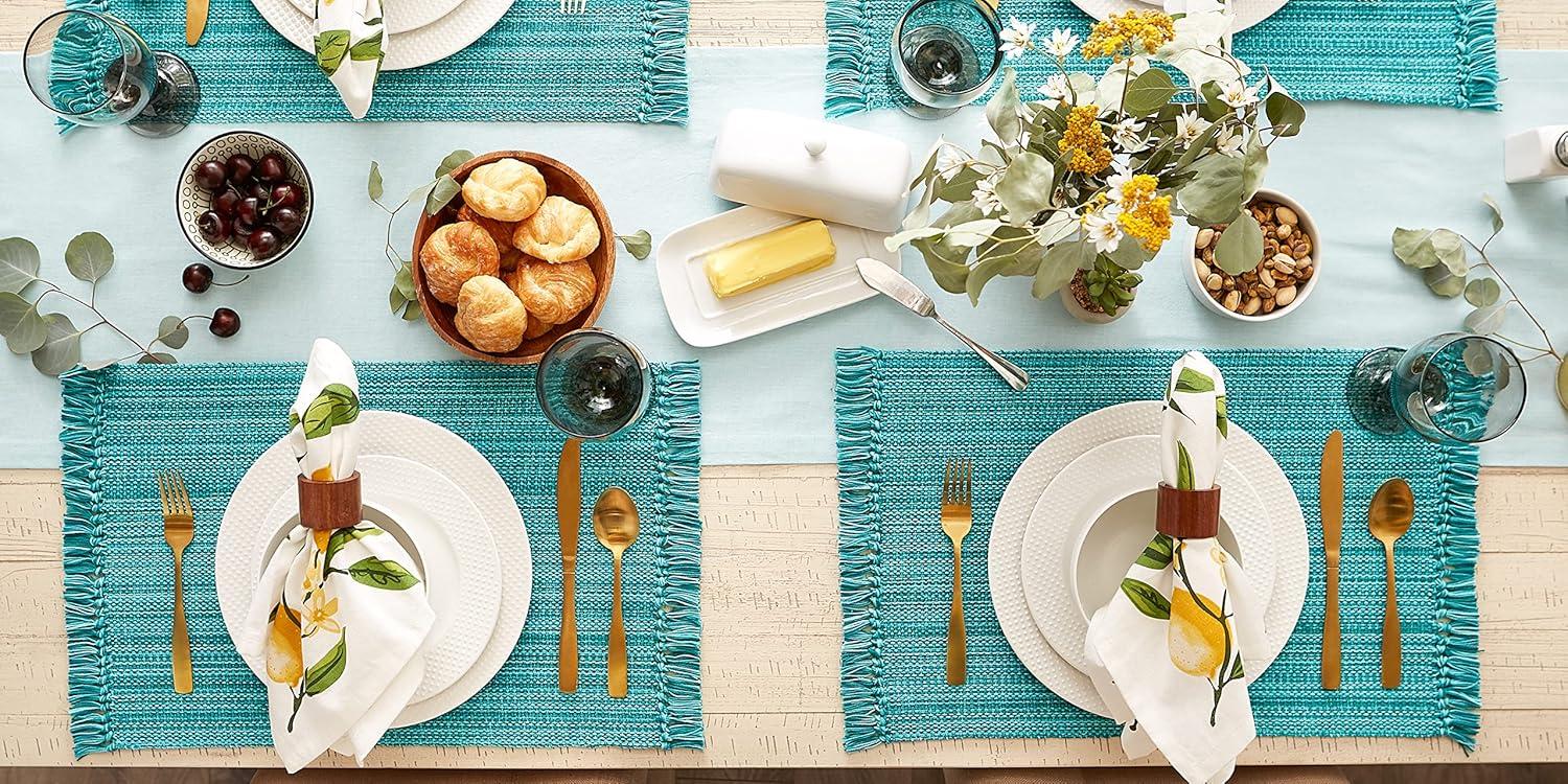 Variegated Teal Fringe Placemat (Set of 6)