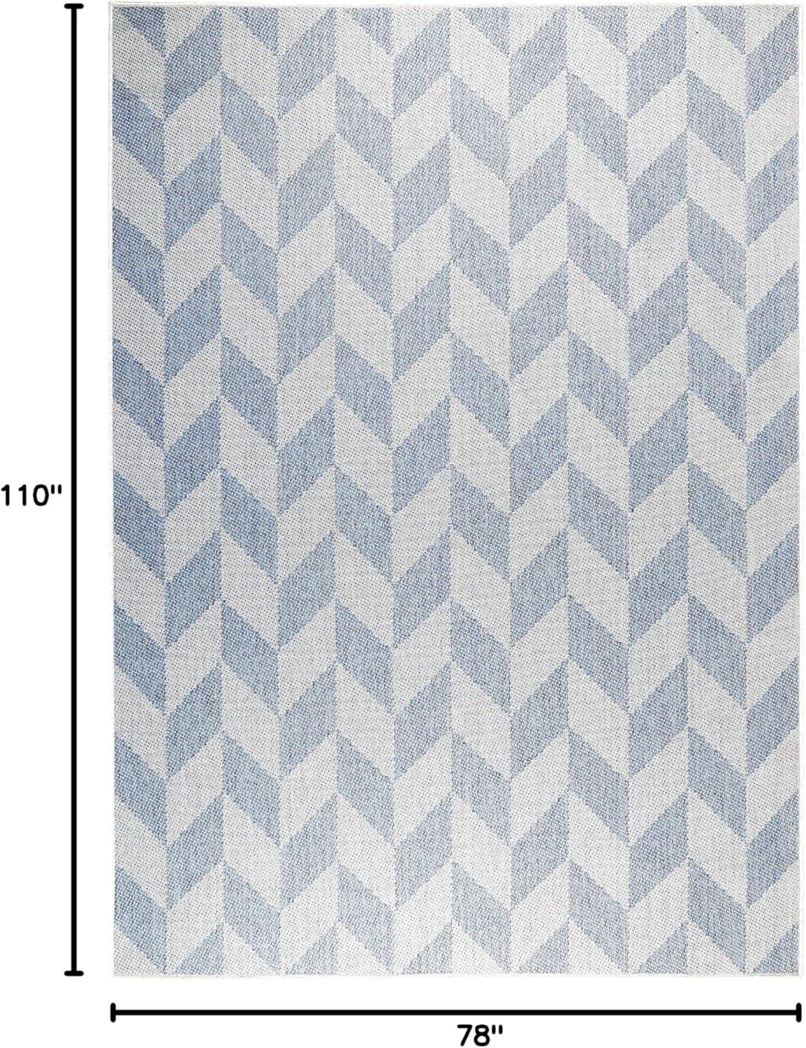 Nicole Miller New York Patio Country Calla Herringbone Indoor/Outdoor Area Rug, Blue/Grey