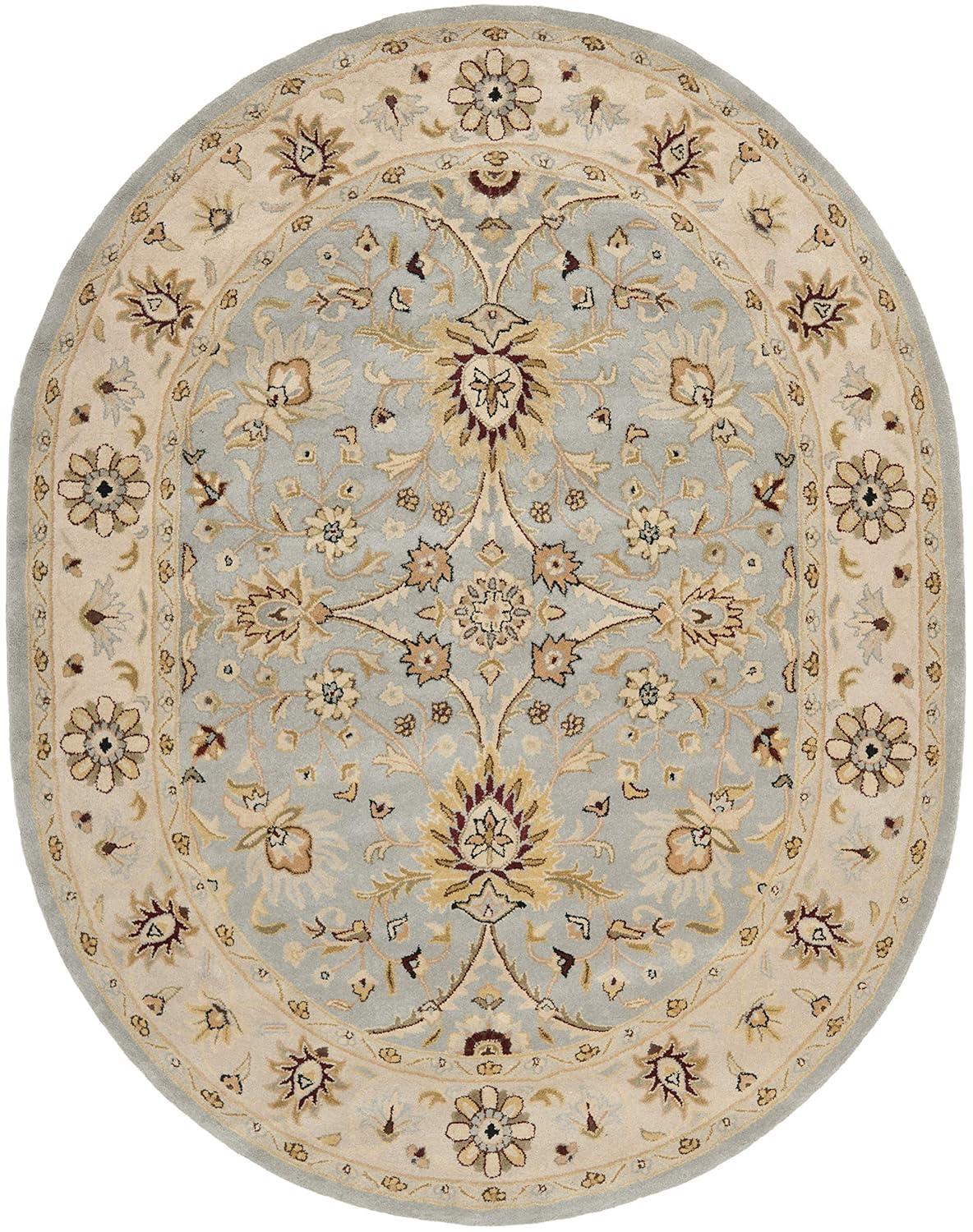 Antiquity AT249 Hand Tufted Area Rug - Light Blue/Ivory - 7'6"x9'6" Oval - Safavieh.