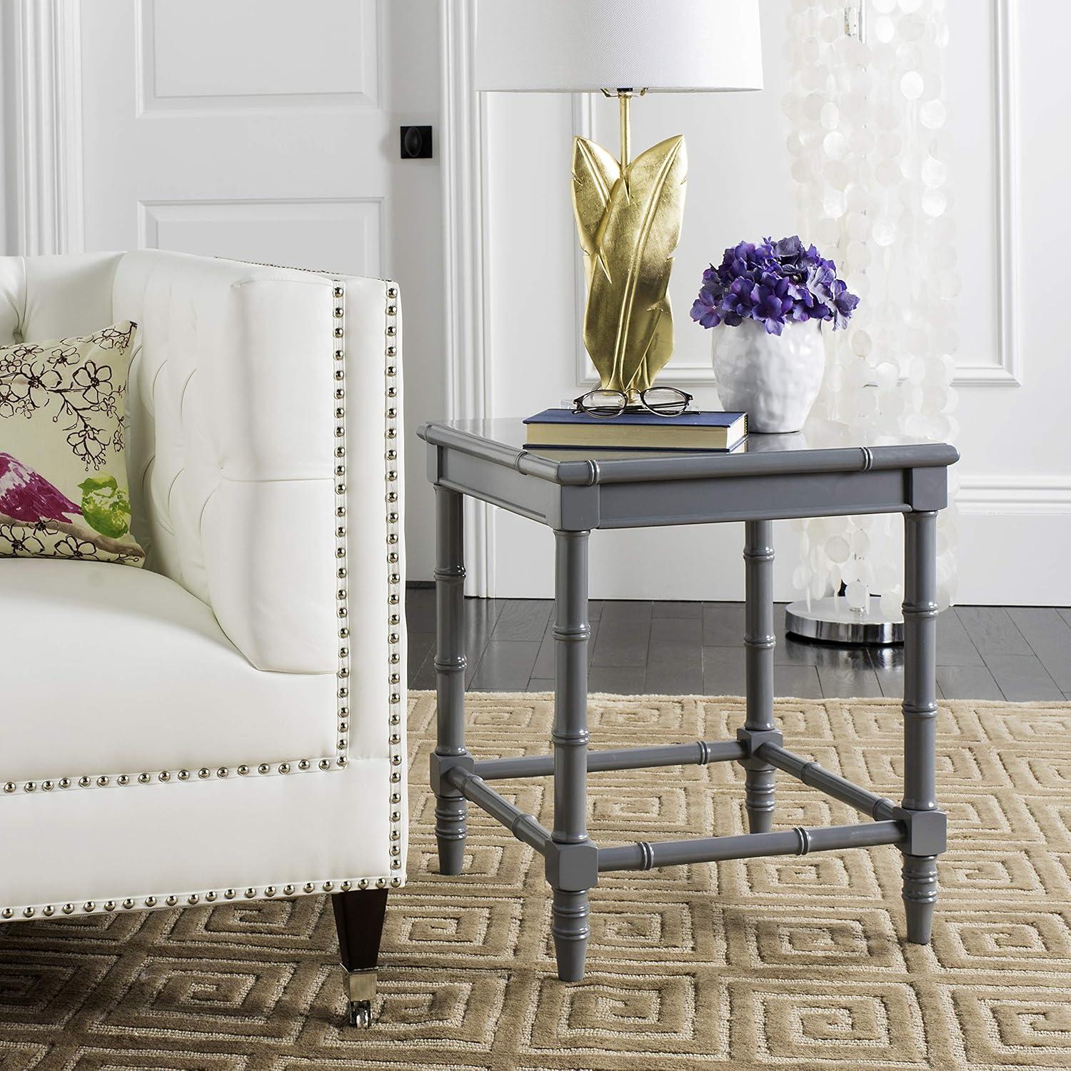 Gray Bamboo Style Square Accent Table