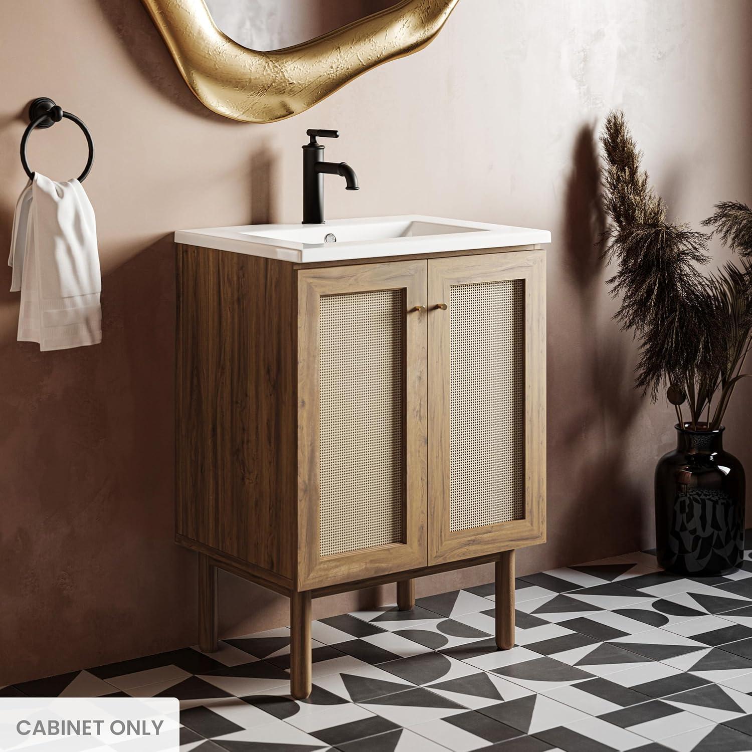 Classe 24" Oak Bathroom Vanity with Cane Doors