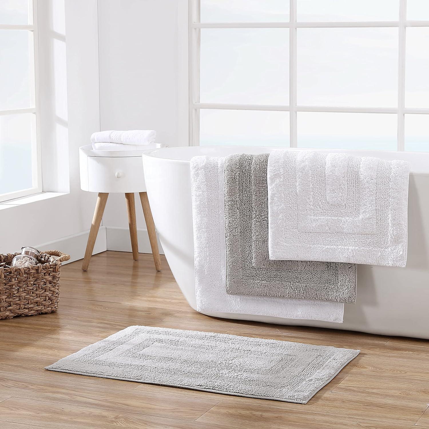 Nautica Micellar Cotton Solid Reversible 2-Piece Bath Rug Set - Grey