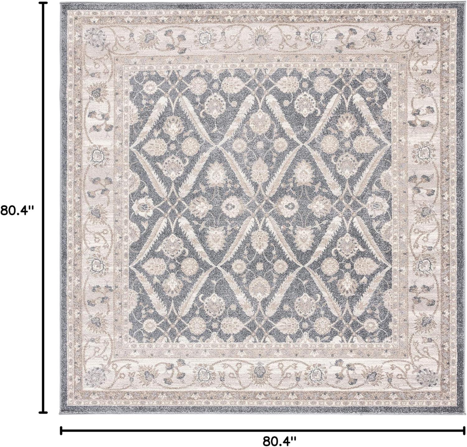 Sofia SOF378 Power Loomed Indoor Area Rug - Dark Grey/Beige - 6'7"x6'7" - Safavieh