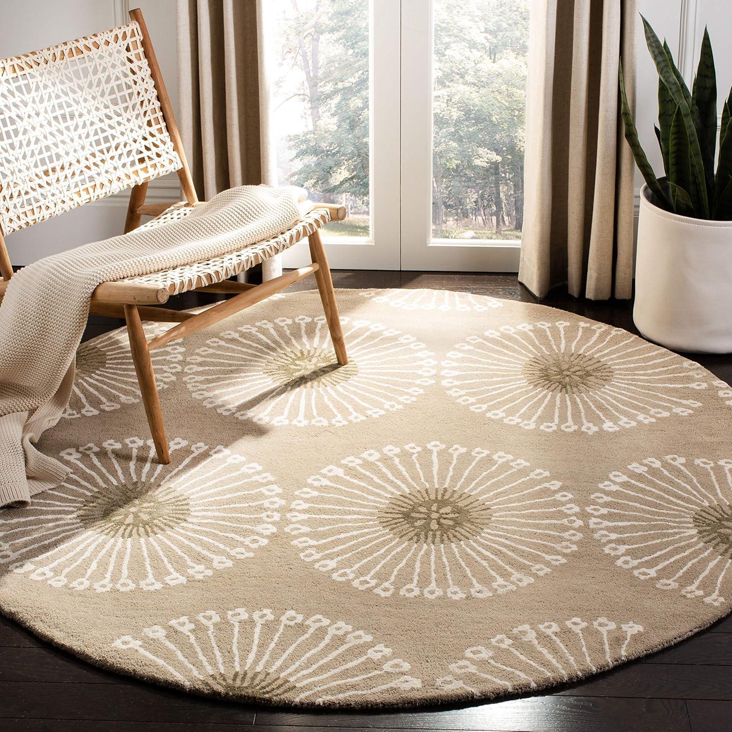 Soho SOH821 Hand Tufted Area Rug - Beige/Brown - 6' Round - Safavieh.