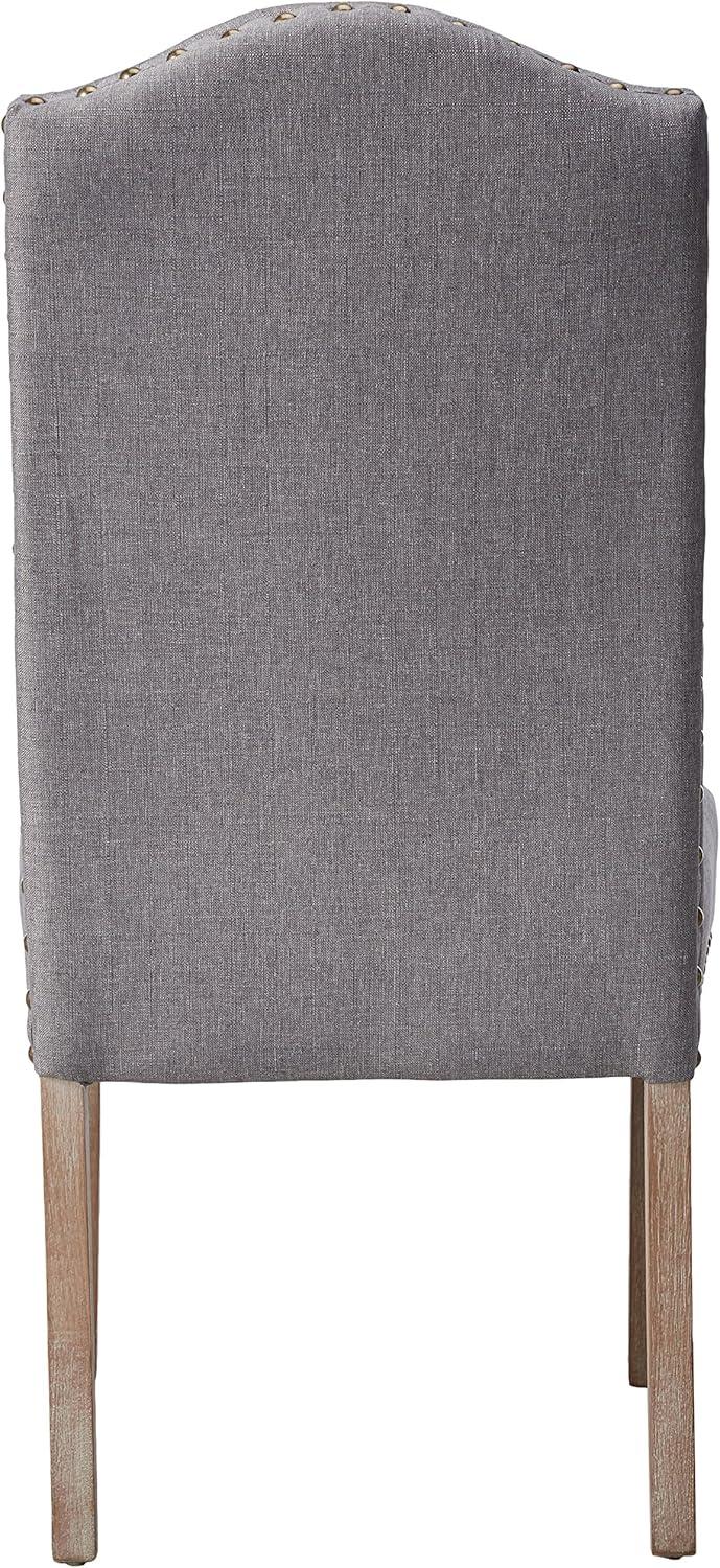 Roundhill Furniture Mod Urban Style Solid Wood Nailhead Fabric Padded Parson Chair, Grey, Set of 2