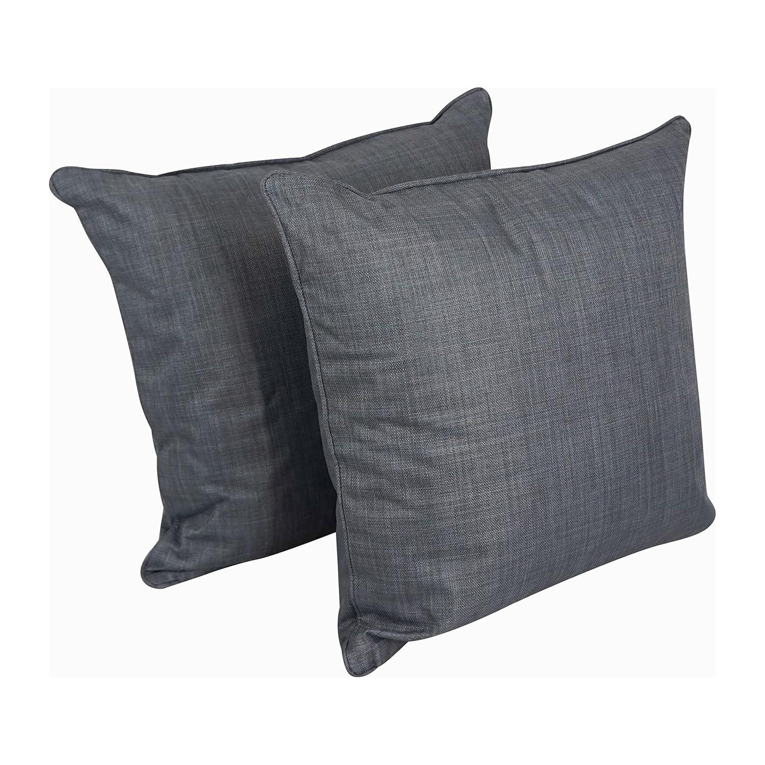 Blazing Needles Indoor/Outdoor Square Corded Throw Pillow, 25", Cool Gray 2 Count