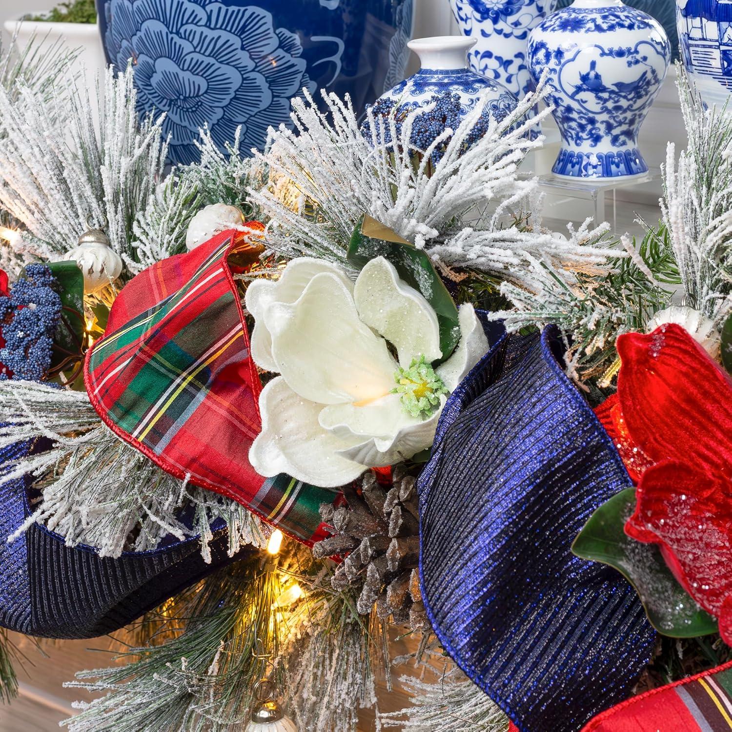 AuldHome Design Magnolia White Floral Picks, 3pk; Artificial Magnolia Greenery Flowers for Christmas and Seasonal Decor