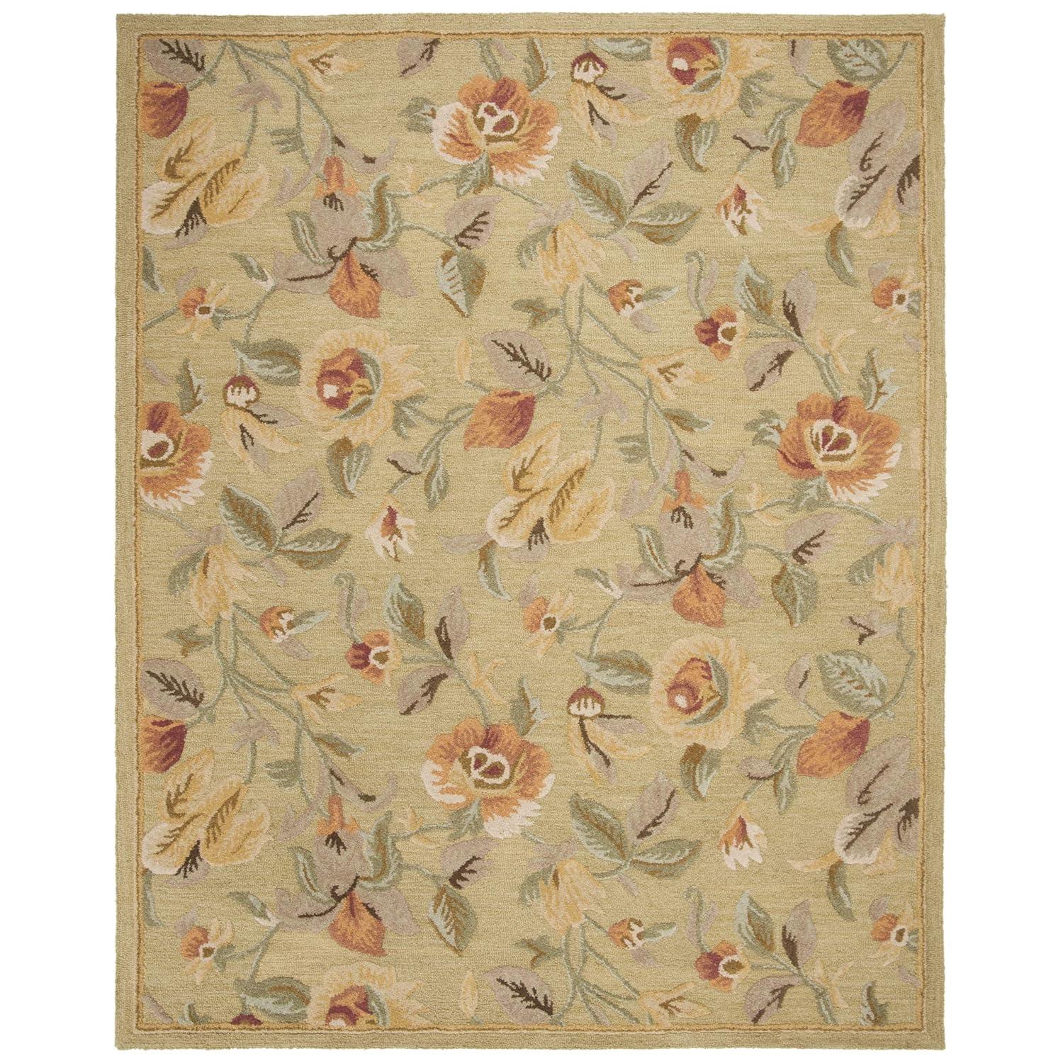 Blossom BLM785 Hand Hooked Area Rug - Green/Multi - 4'x6' - Safavieh.