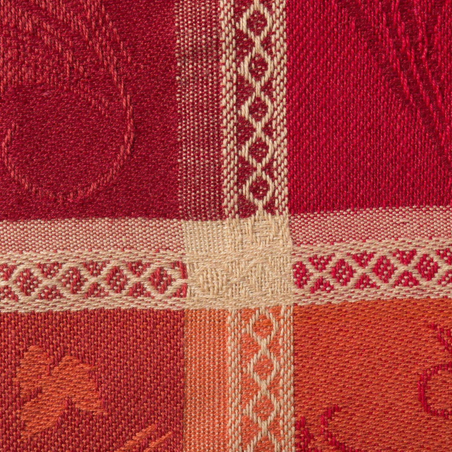 Harvest Wheat Jacquard Cotton Table Runner, 14x108, Red and Orange