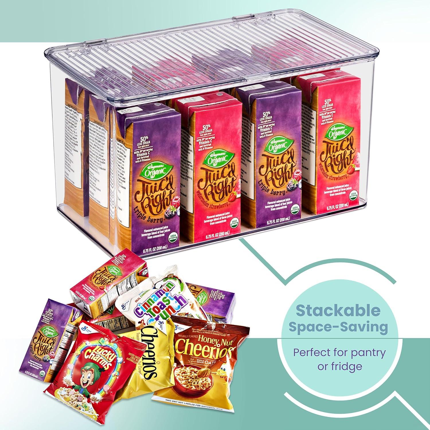 Sorbus Variety Clear Storage Bins For Pantry & Fridge With Hinged Lids, 3 Piece