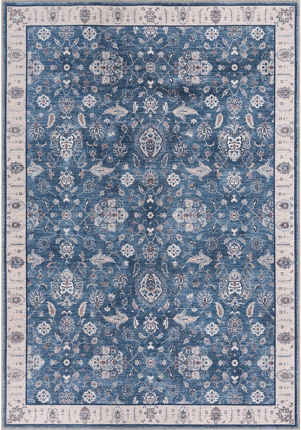 CAMILSON Oriental Retro Persian Traditional Vintage Distressed Non-Shedding Indoor Area Rug(4008-Navy 8x10)