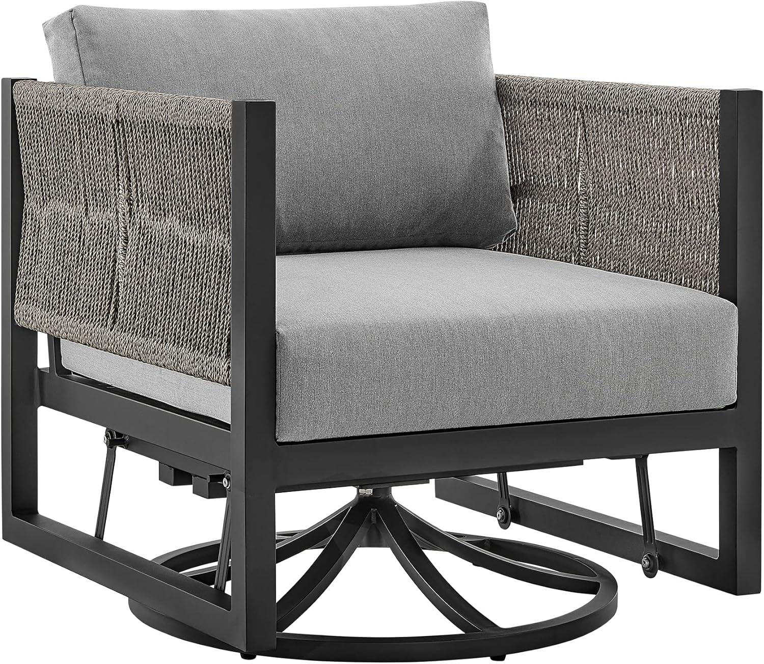 Armen Living Glider Upholstered Aluminum Lounge Chair, Black