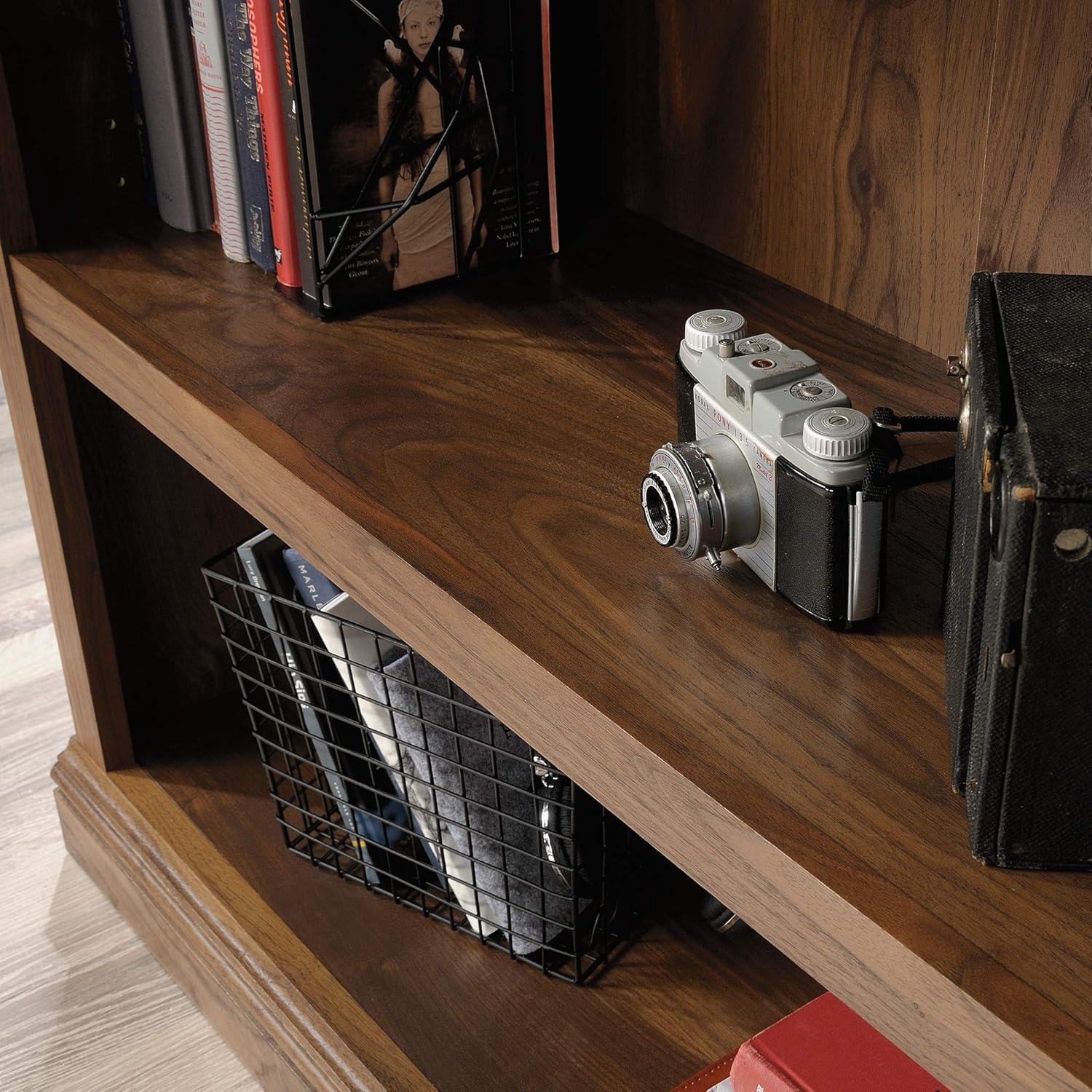 44" 3 Shelf Bookcase Walnut - Sauder: Mid-Century Modern, MDF, Metal Hardware