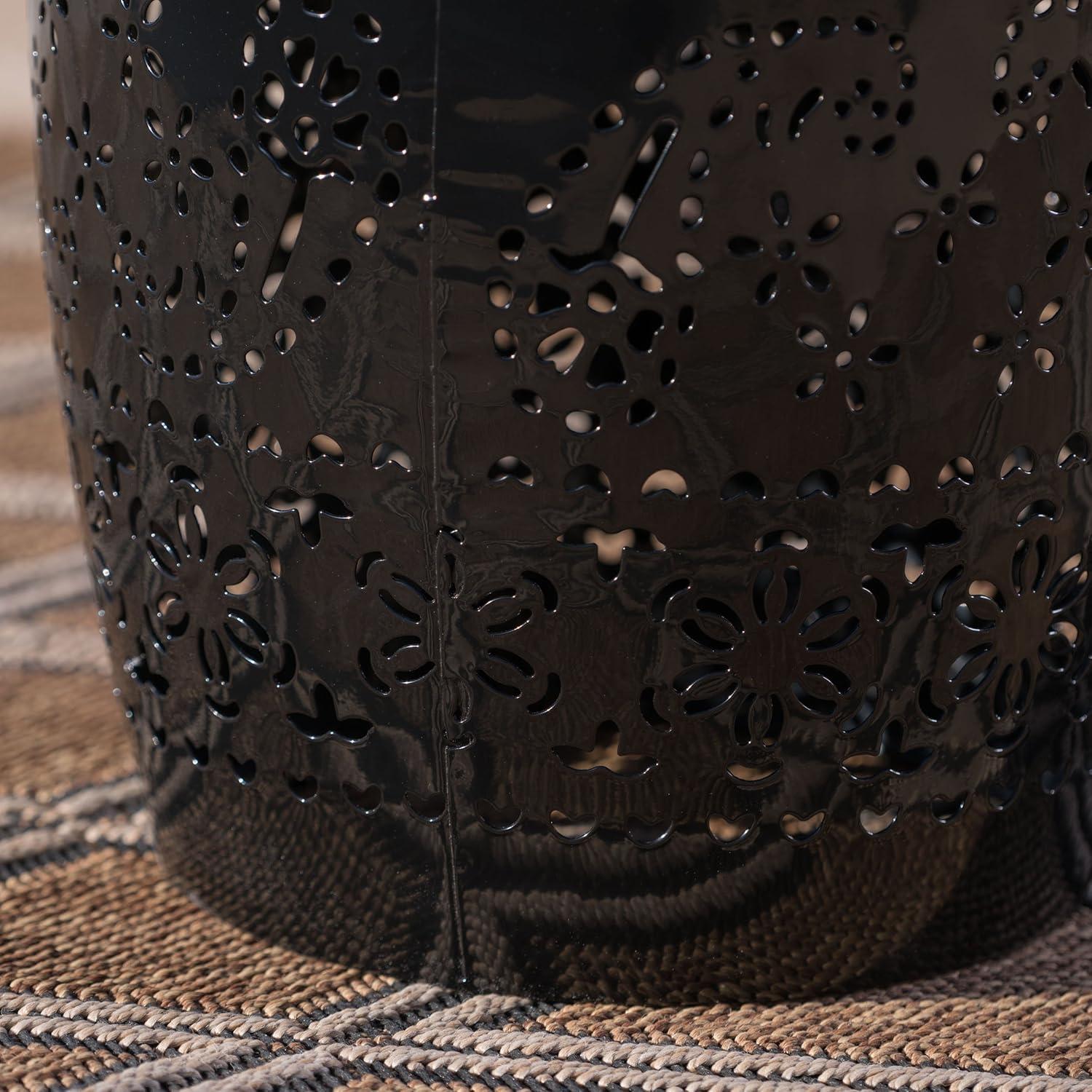 Christopher Knight Home Ruby Indoor/Outdoor Iron Lace Cut 12 Inch Side Table, Black