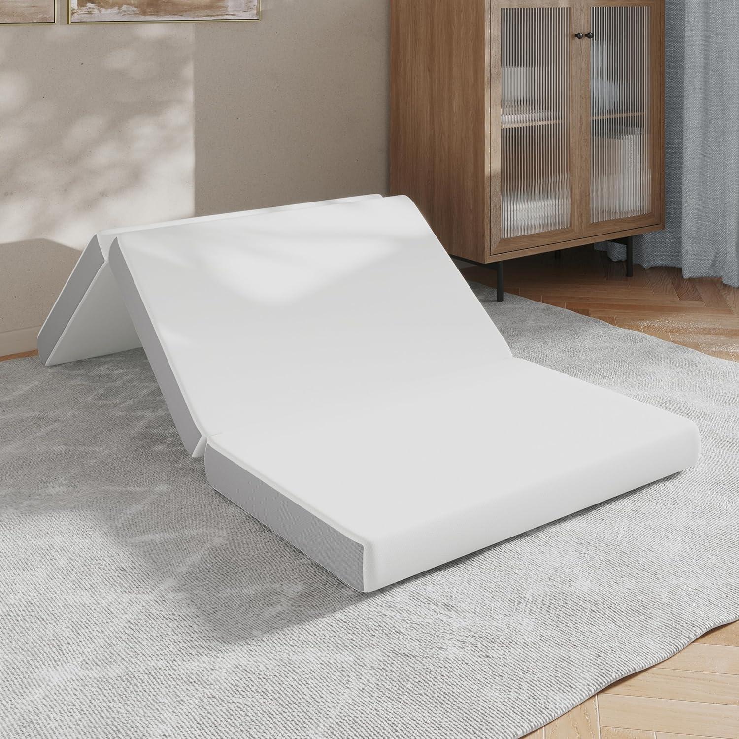 Flash Furniture Cloud Portable Tri-Fold 4" Cooling Memory Foam Twin Mattress in a Box with Removable Washable Cover