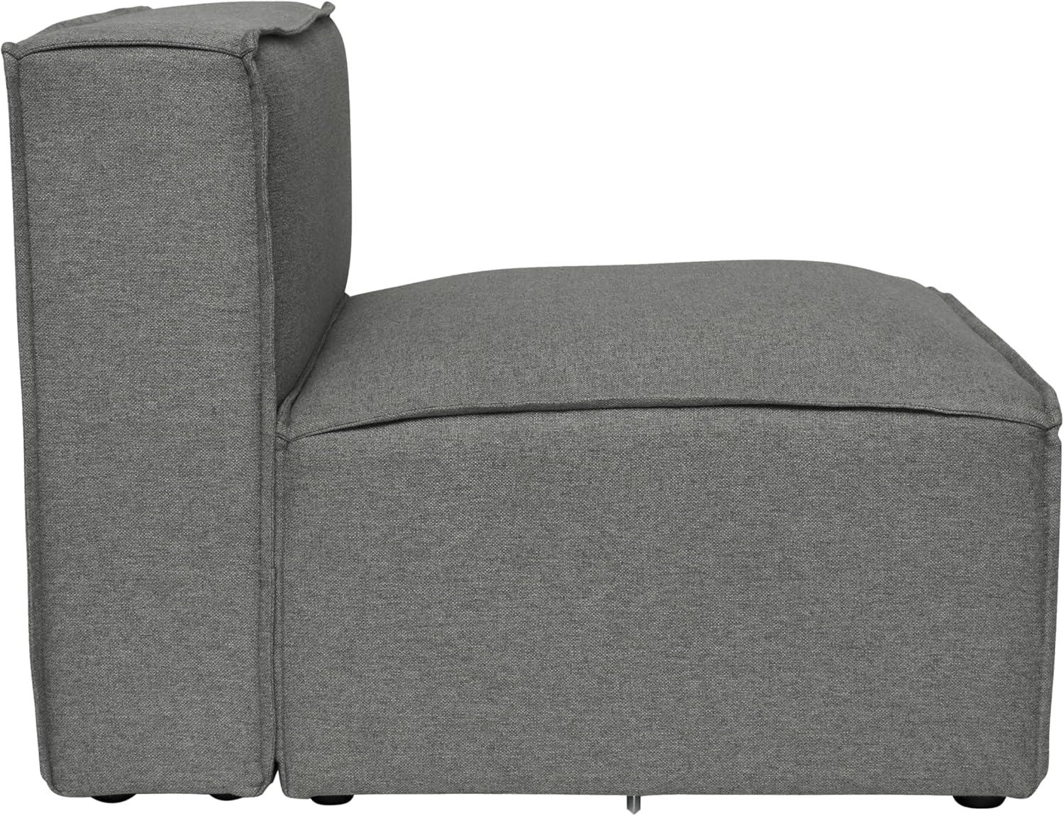 Gray Fabric Modular Armless Middle Chair for Sectional Sofa