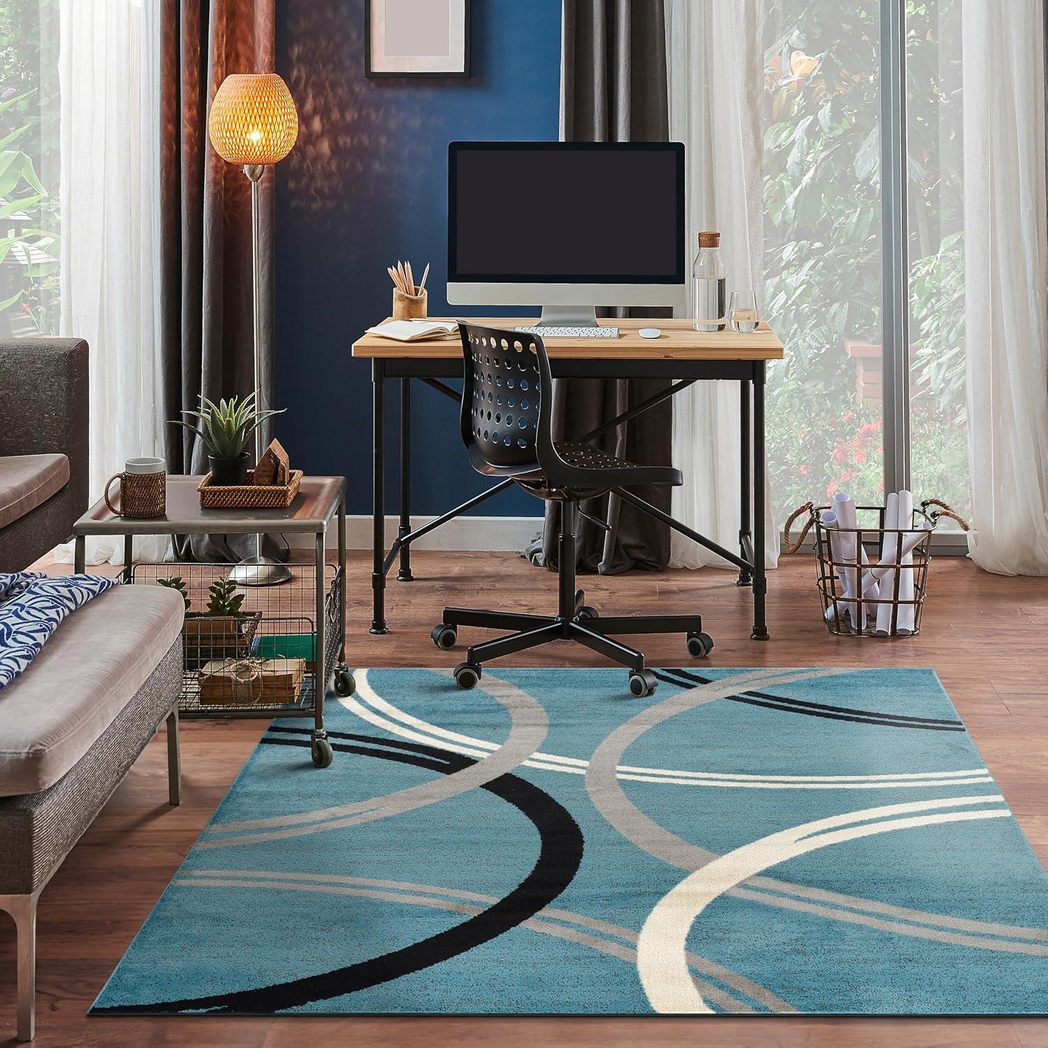 World Rug Gallery Contemporary Abstract Circles Design Area Rug