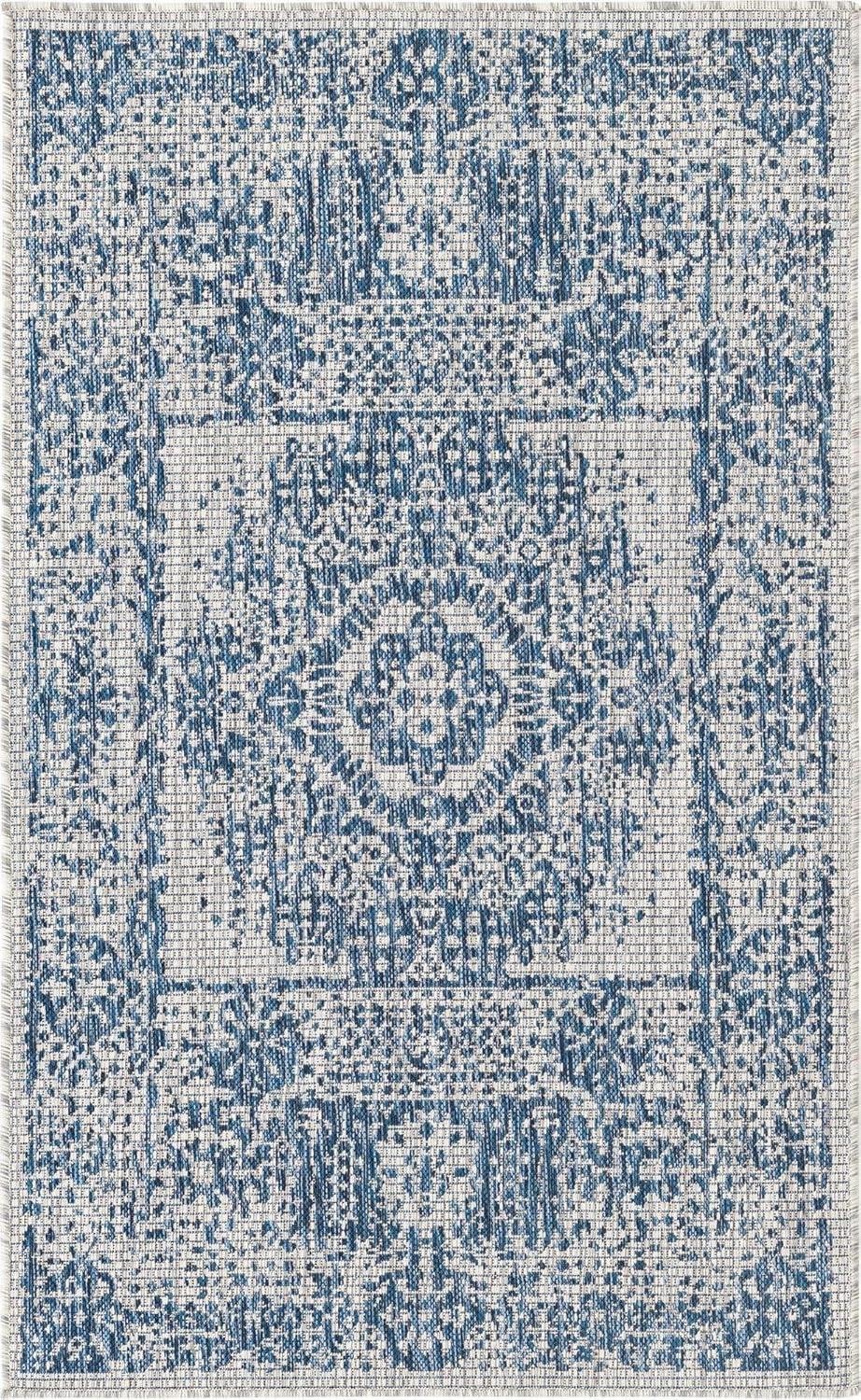 Unique Loom 3' 3 x 5' 3 Rectangle Indoor/Outdoor Traditional Blue Area Rug