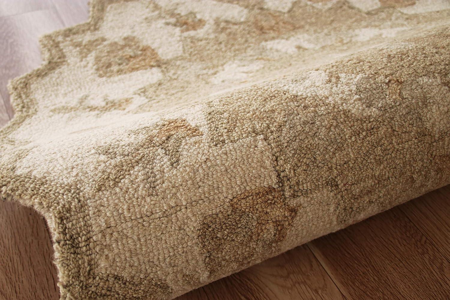 LR Home Daisey 2'3" x 3'10" Beige Classic Medallion Wool Hearth Indoor Area Rug