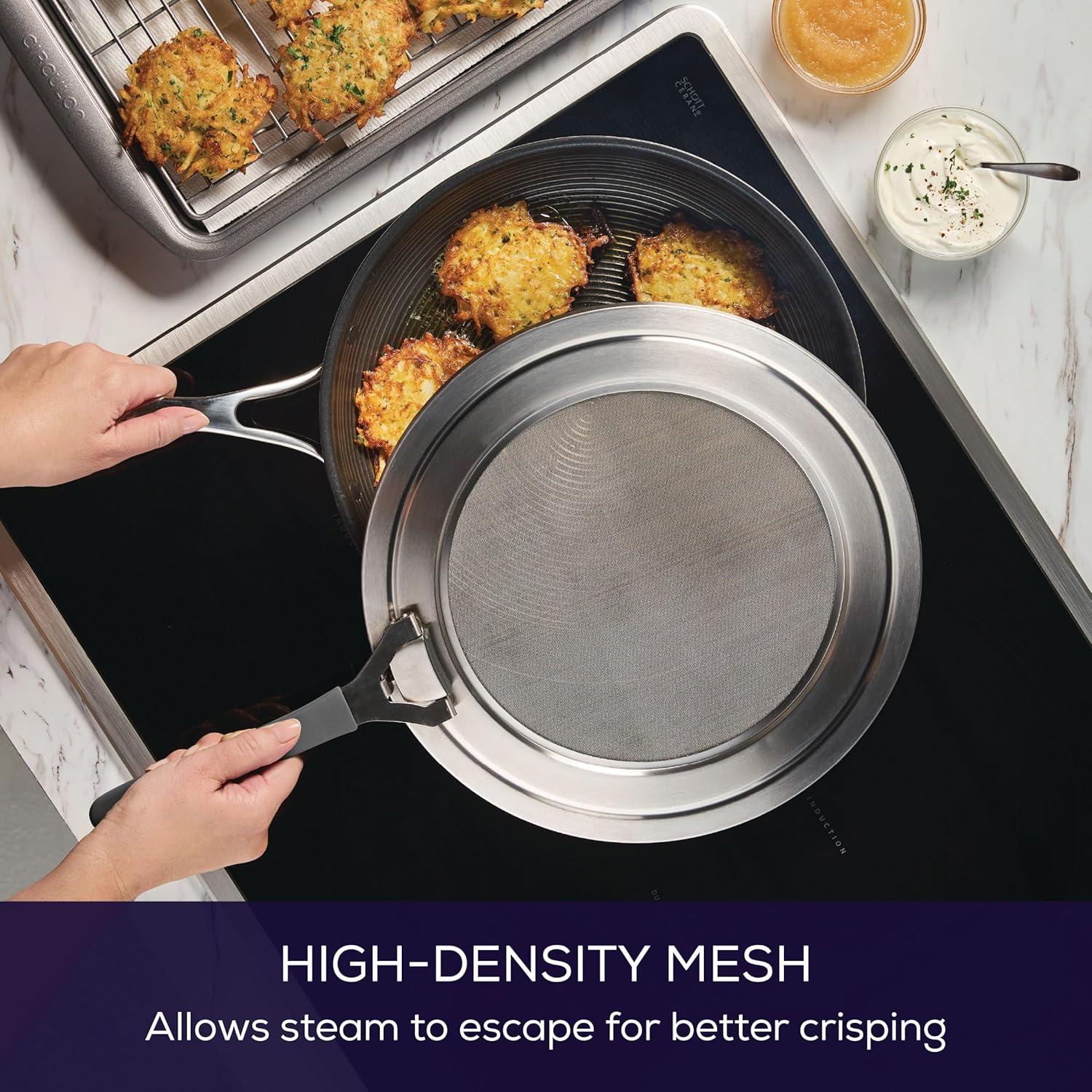 Circulon Circulon Universal Splatter Guard Mesh Grease Cover For Pots And Pans Protects Stove, Countertop, And Kitchen From Oil When Frying, 13 Inch, Stainless Steel