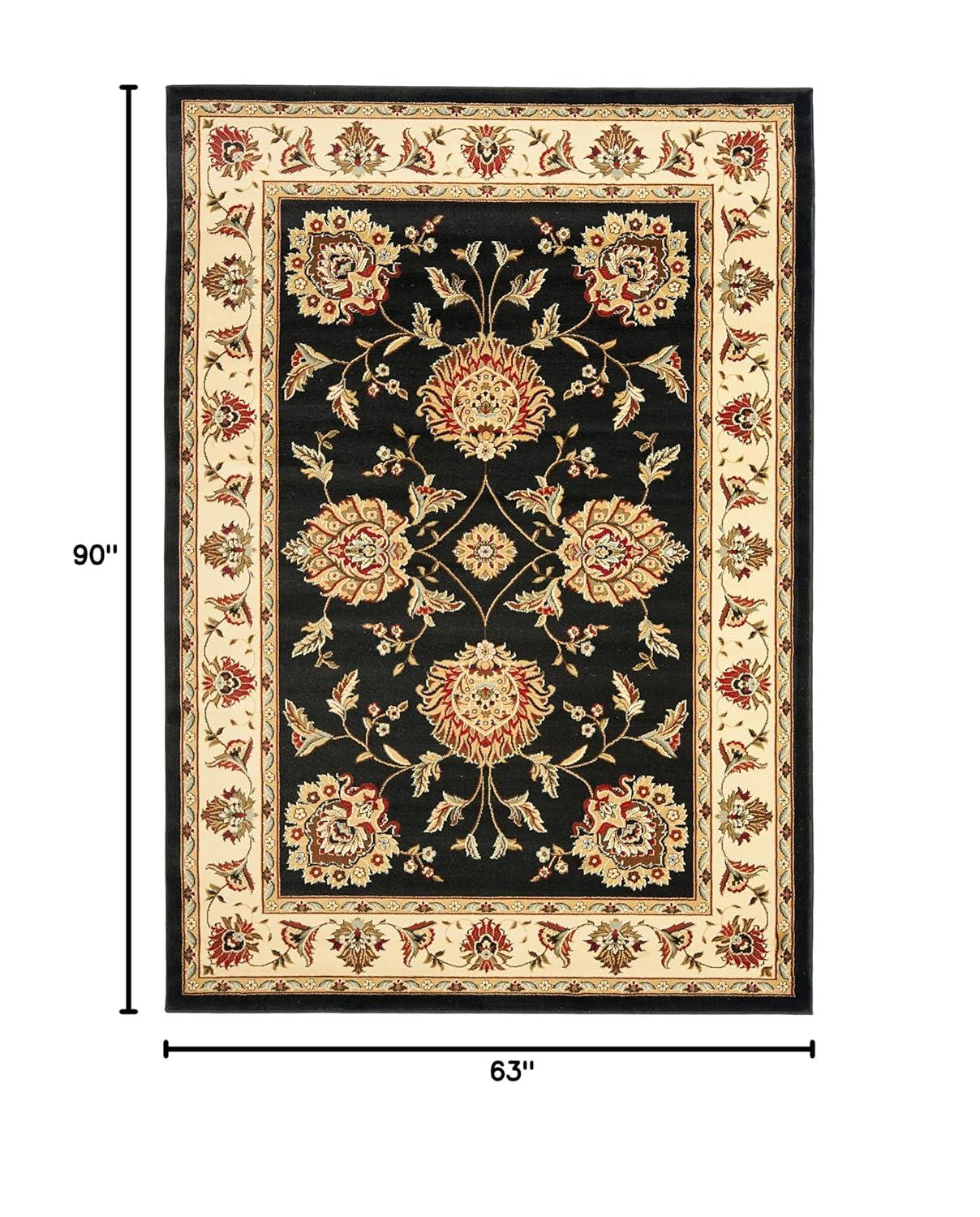 Lyndhurst LNH555 Power Loomed Area Rug - Black/Ivory - 5'3"x7'6" - Safavieh